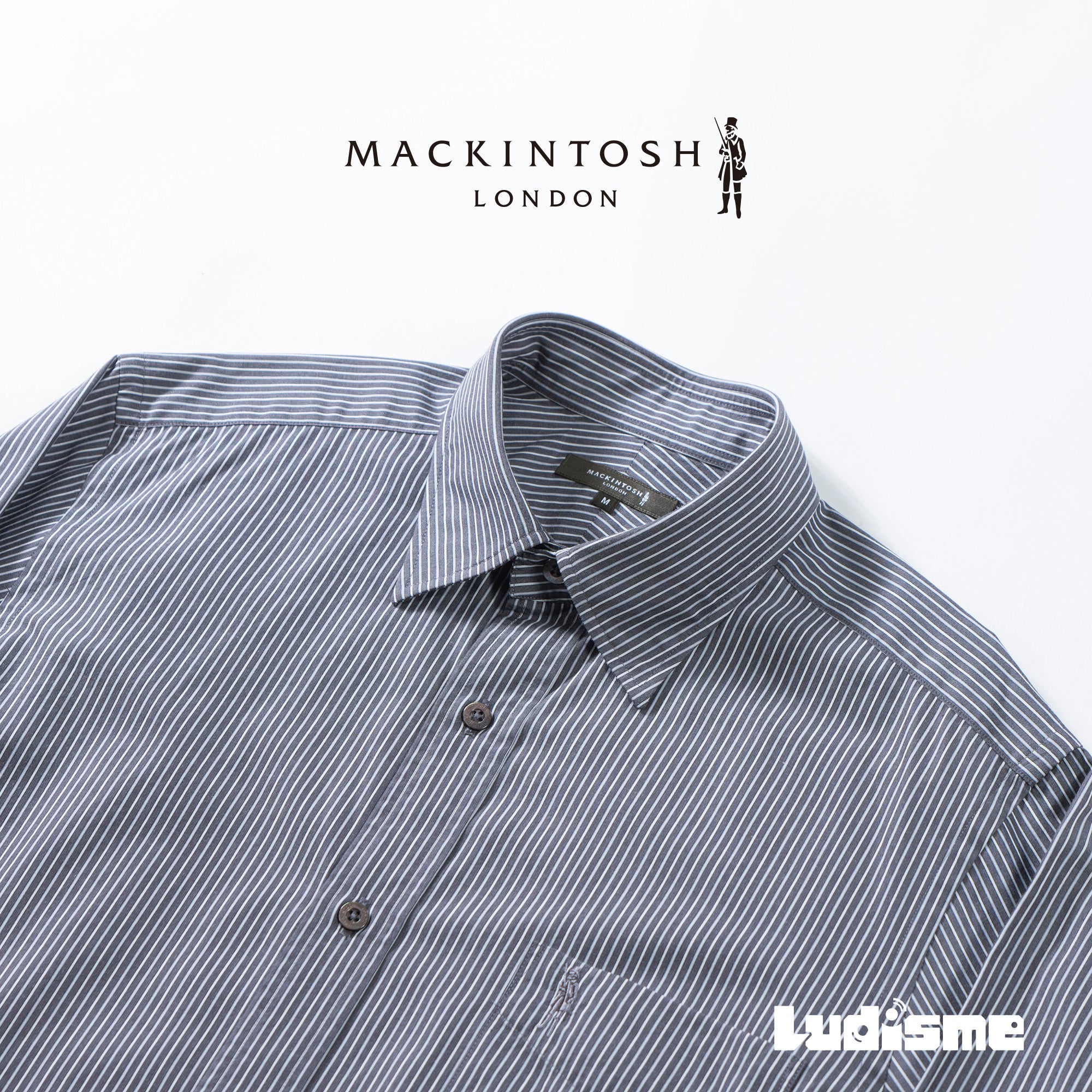 マッキントッシュ MACKINTOSH London ストライプシャツ グレー レギュラーカラーシャツ トップス ドレスシャツ カジュアルシャツ