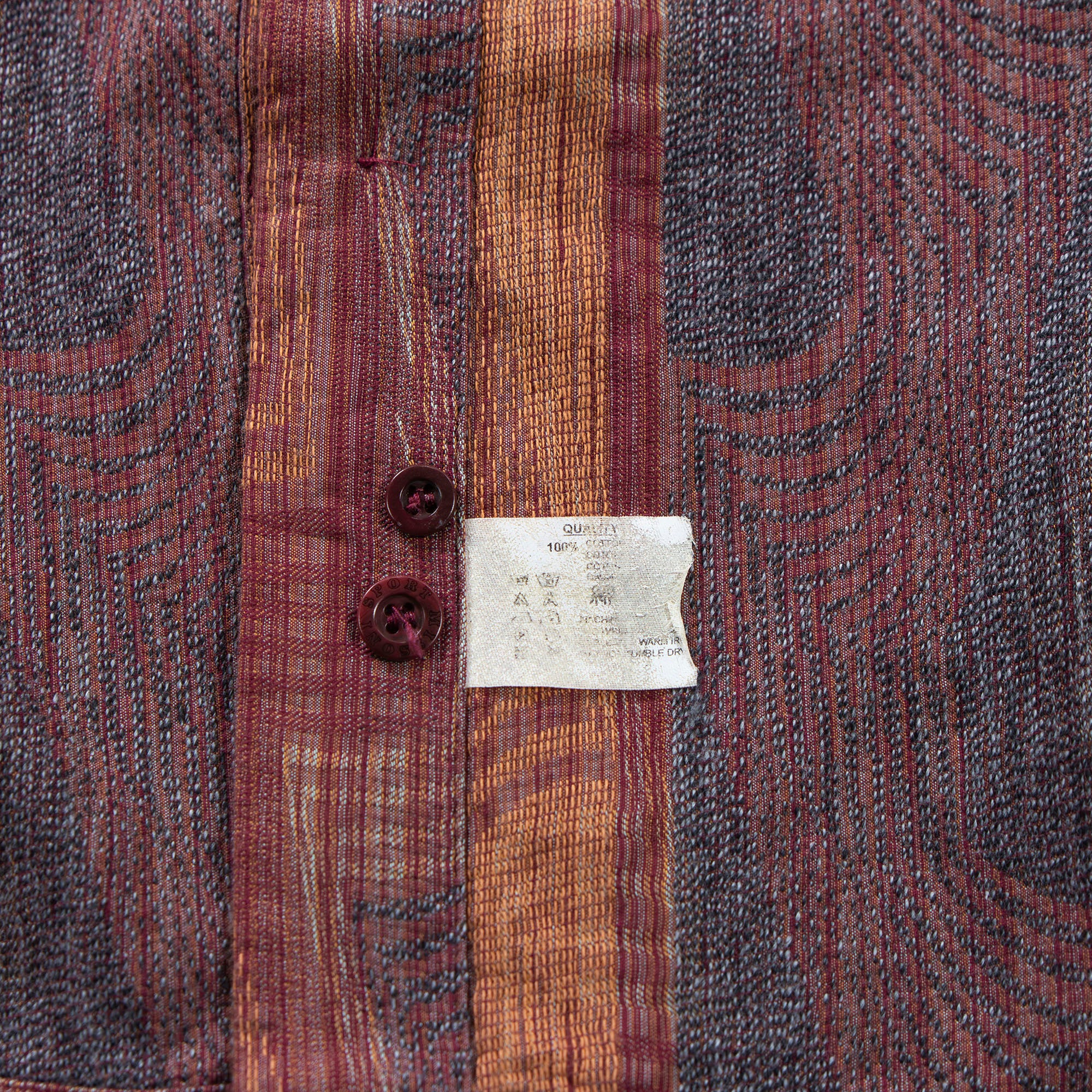 ミッソーニ MISSONI SPORT マルチパターンシャツ イタリア製 総柄シャツ 90s スナップダウンカラー ボタンダウン トップス ロングスリーブ