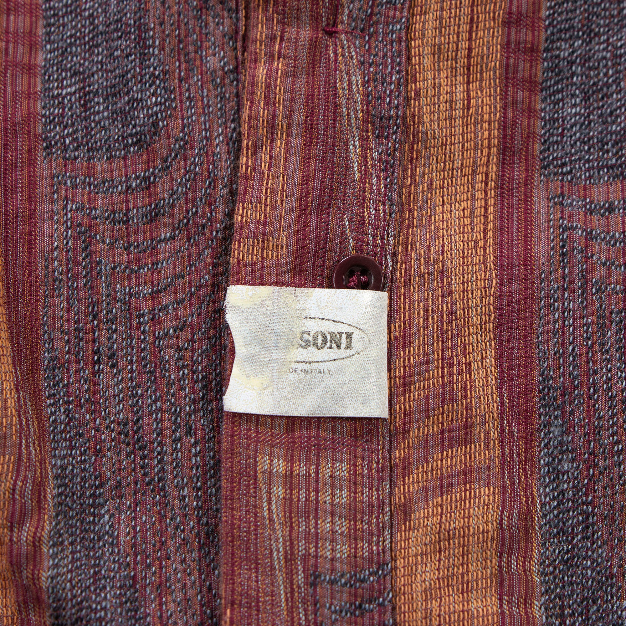 ミッソーニ MISSONI SPORT マルチパターンシャツ イタリア製 総柄シャツ 90s スナップダウンカラー ボタンダウン トップス ロングスリーブ