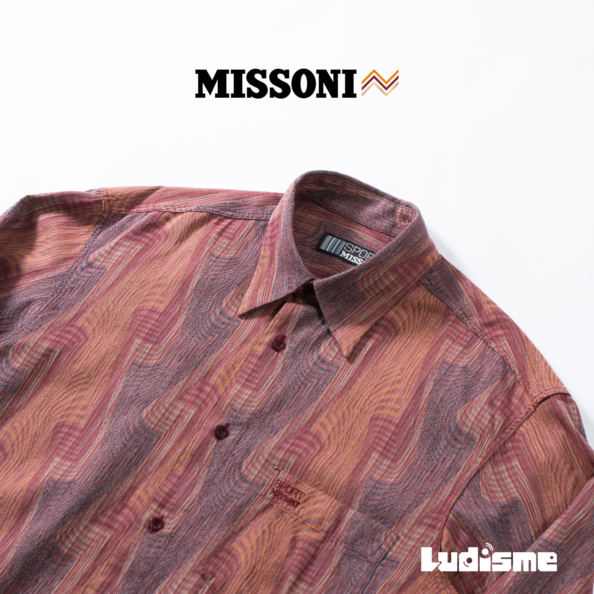 Missoni Missoni Sport Multi-Pattern Shirt Made in Italy All-over Pattern Shirt 90s Snap-down Collar Button-down Top Long Sleeve