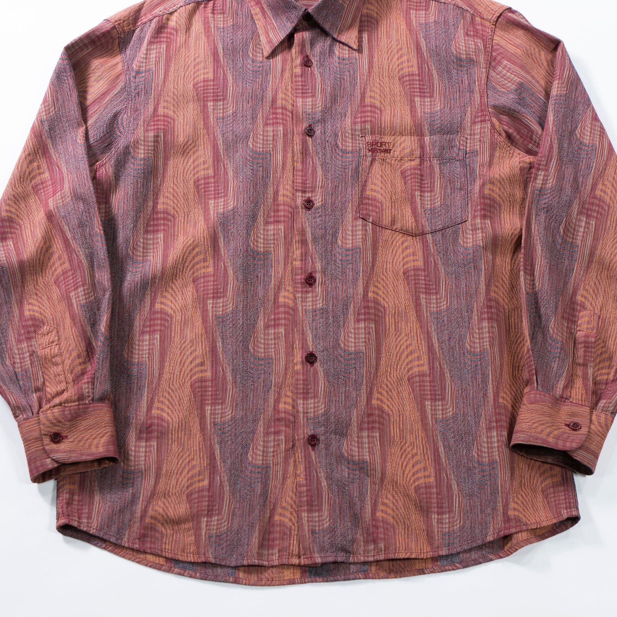 ミッソーニ MISSONI SPORT マルチパターンシャツ イタリア製 総柄シャツ 90s スナップダウンカラー ボタンダウン トップス ロングスリーブ