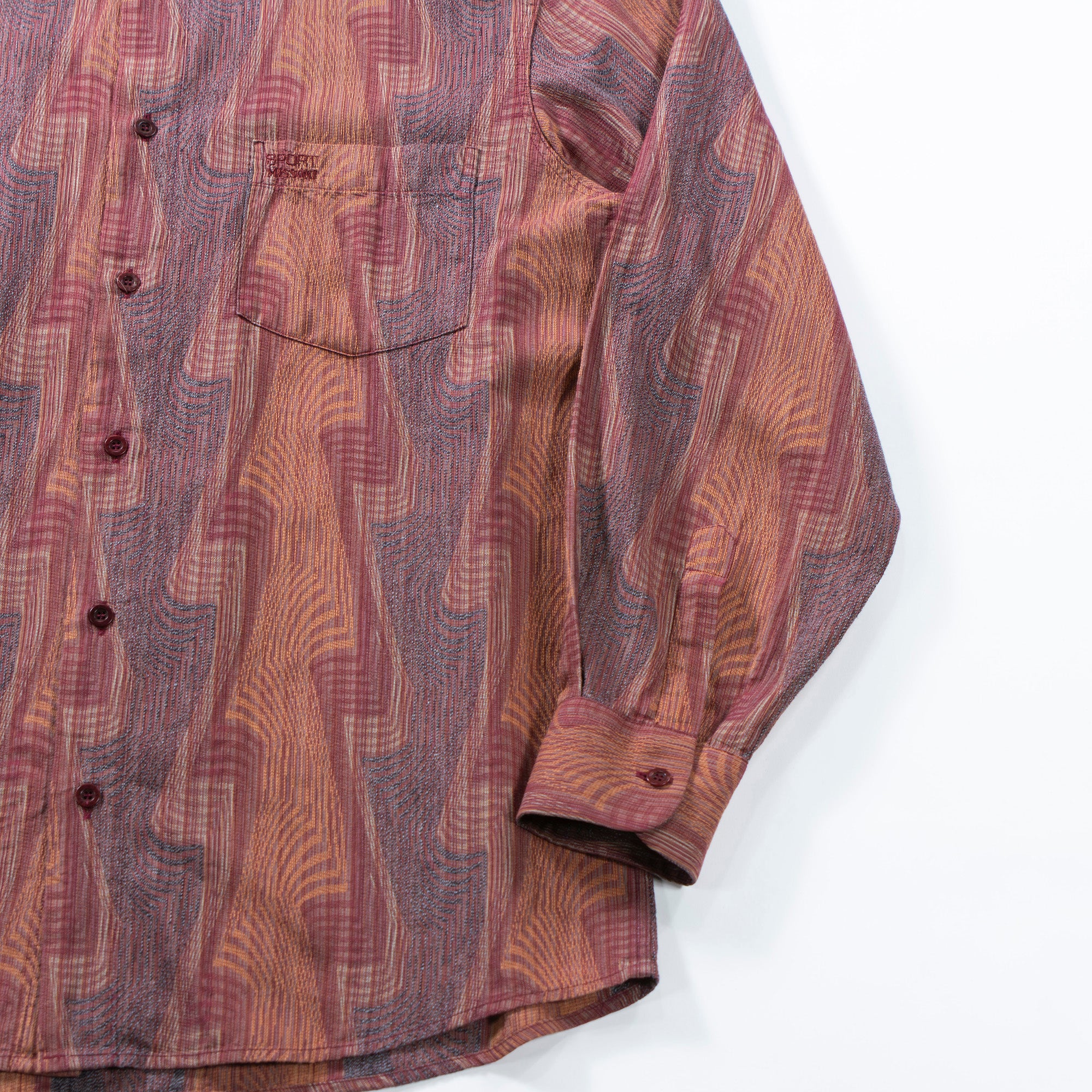 ミッソーニ MISSONI SPORT マルチパターンシャツ イタリア製 総柄シャツ 90s スナップダウンカラー ボタンダウン トップス ロングスリーブ