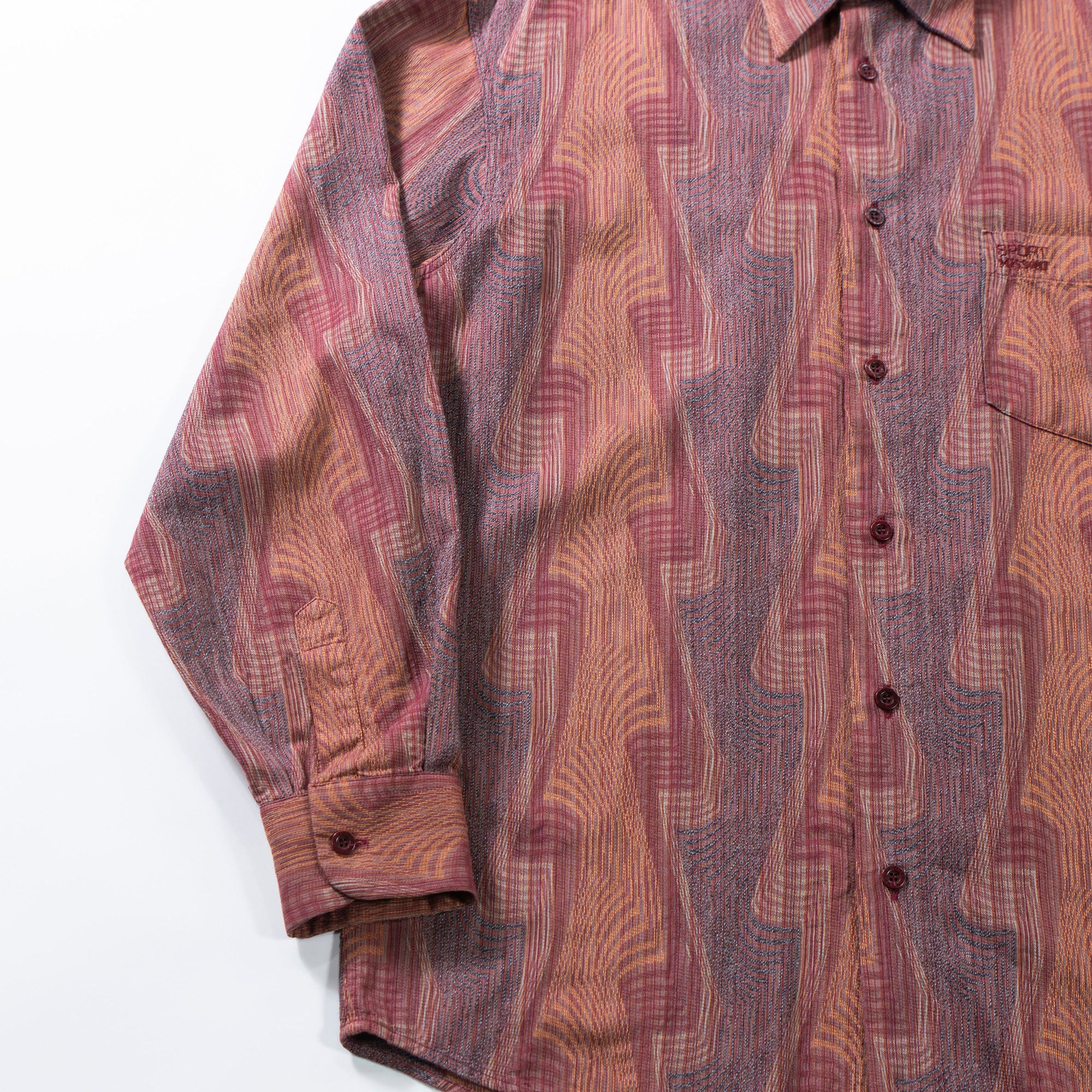 ミッソーニ MISSONI SPORT マルチパターンシャツ イタリア製 総柄シャツ 90s スナップダウンカラー ボタンダウン トップス ロングスリーブ