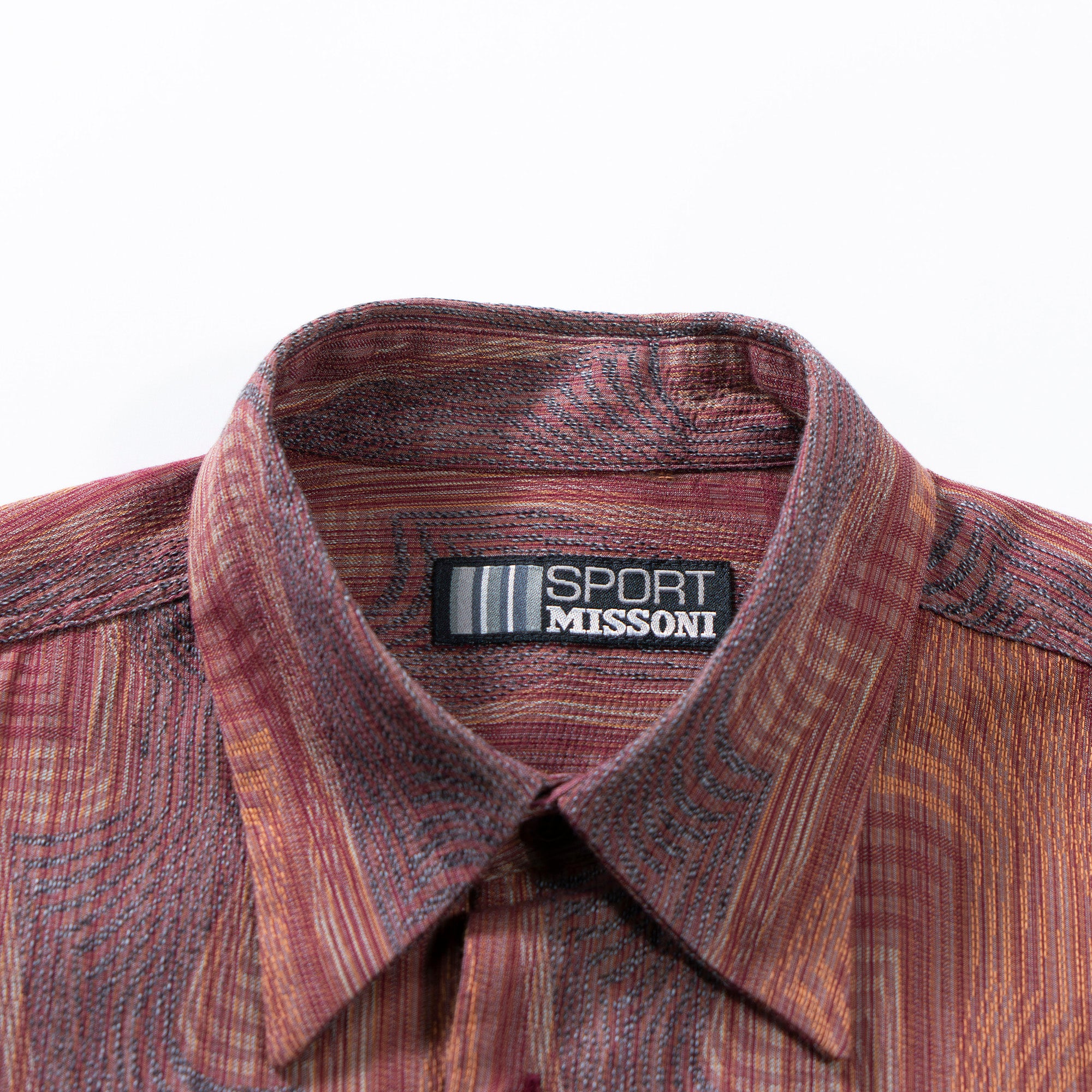 ミッソーニ MISSONI SPORT マルチパターンシャツ イタリア製 総柄シャツ 90s スナップダウンカラー ボタンダウン トップス ロングスリーブ