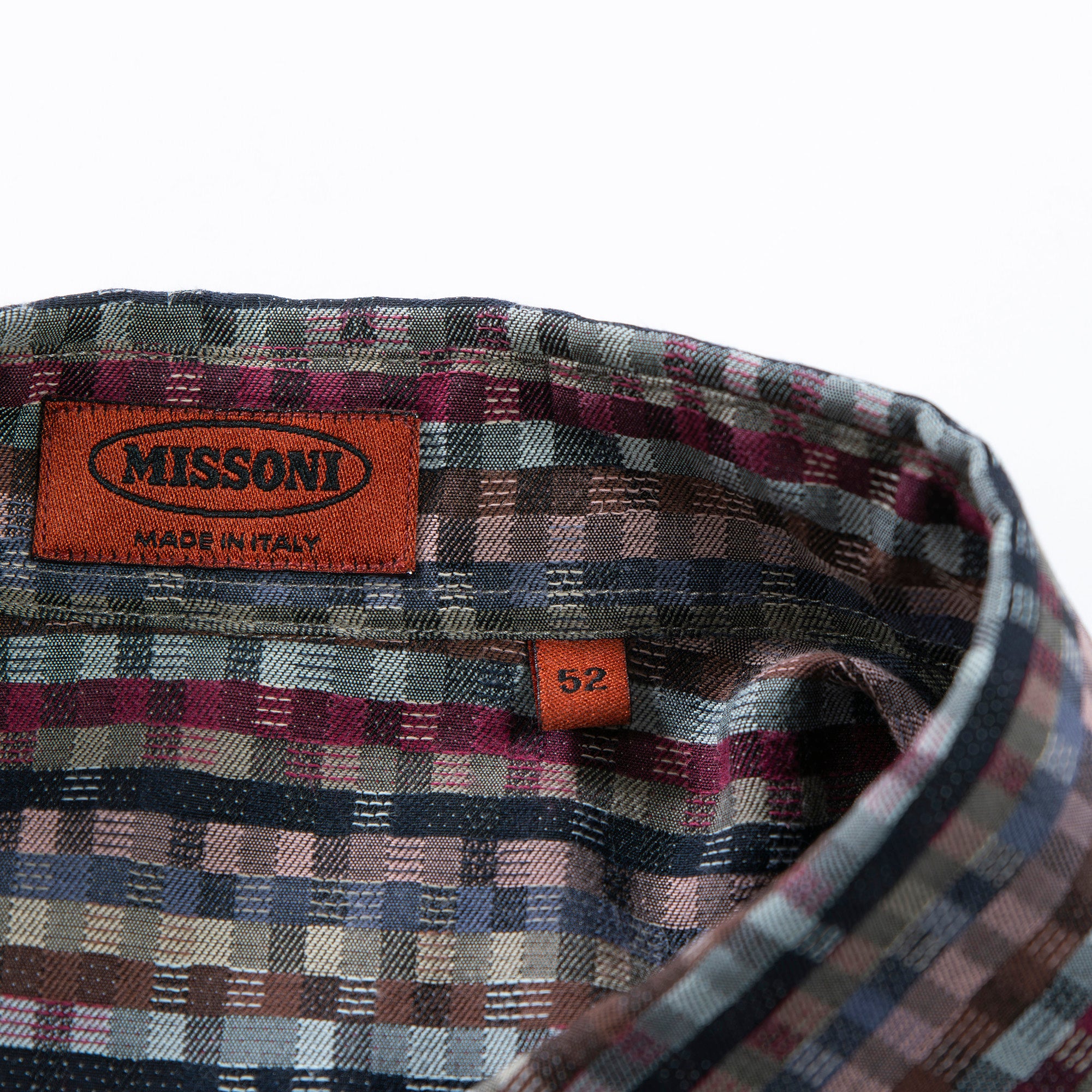 ミッソーニ MISSONI モザイクパターンシャツ イタリア製 総柄シャツ 90s チェックシャツ ボタンダウン トップス ロングスリーブ