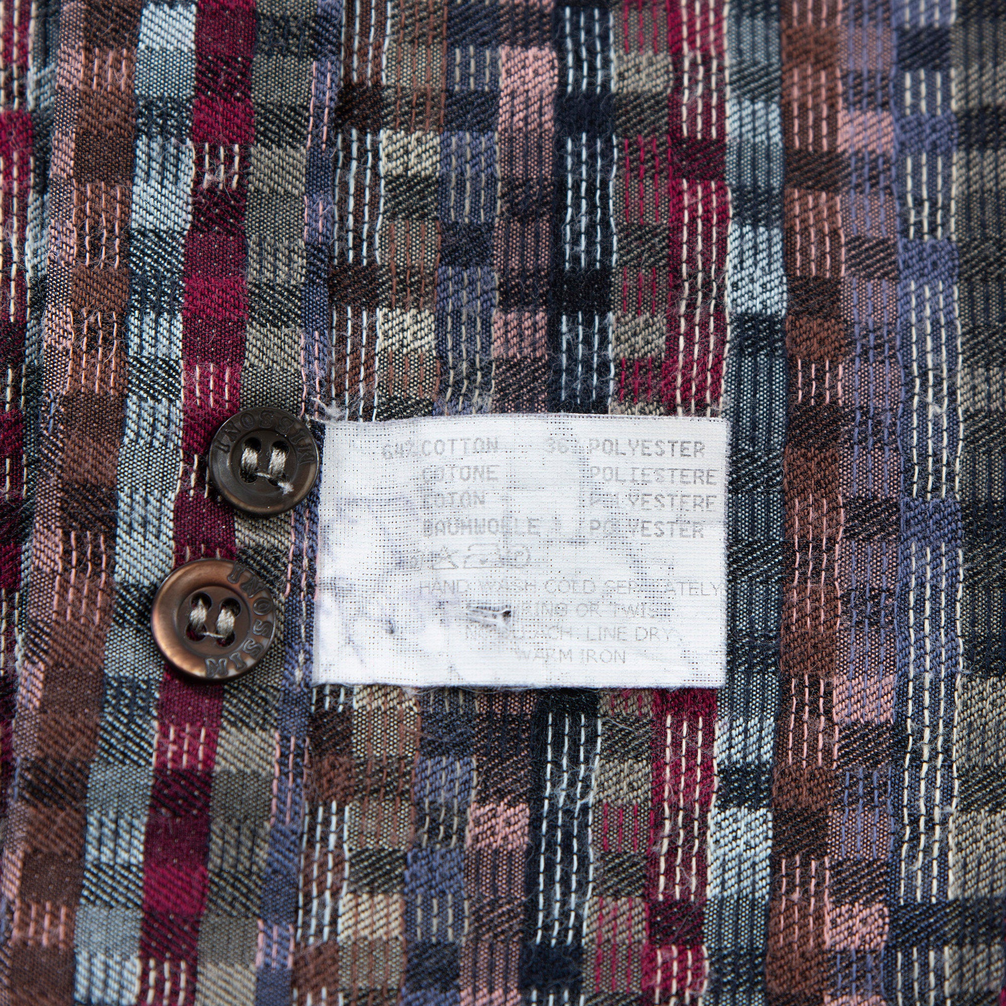 Missoni Mosaic Pattern Shirt Made in Italy All-over Print Shirt 90s Check Shirt Button-down Top Long Sleeve