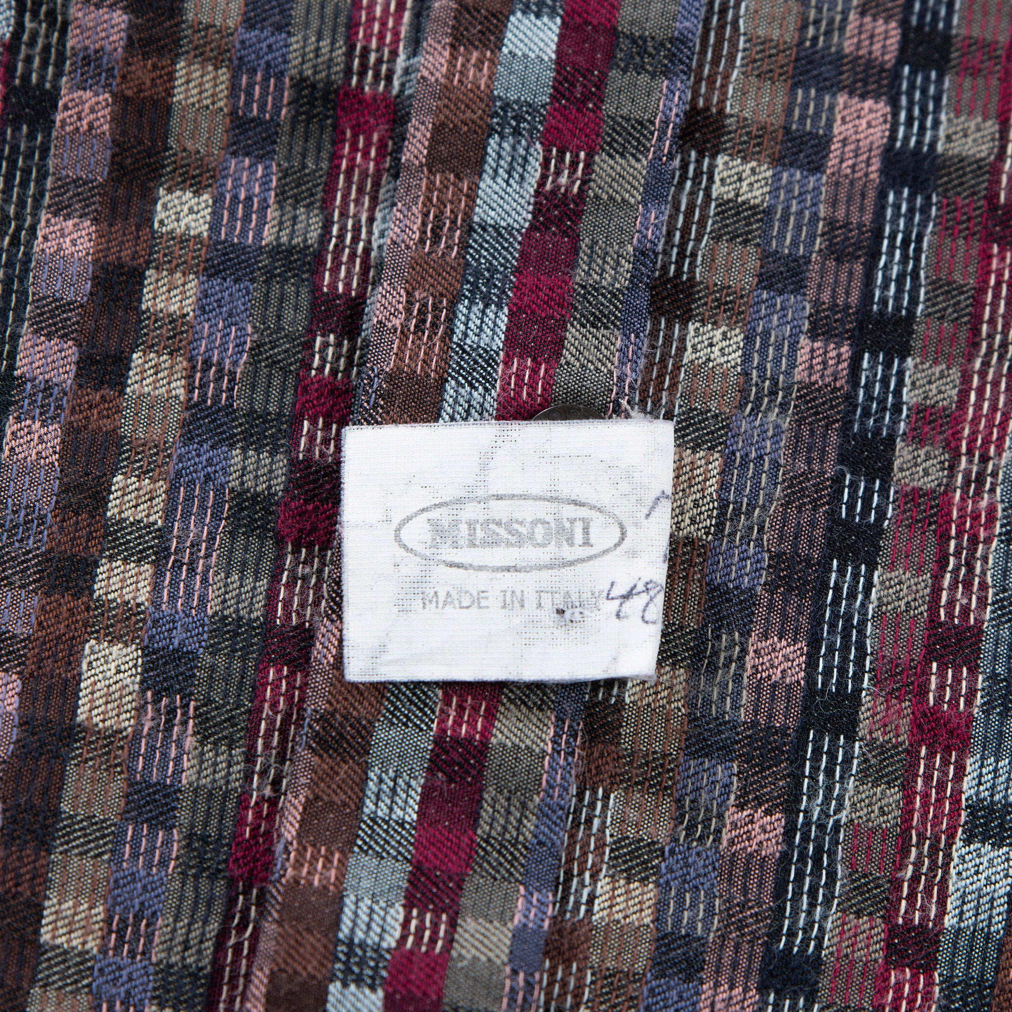 ミッソーニ MISSONI モザイクパターンシャツ イタリア製 総柄シャツ 90s チェックシャツ ボタンダウン トップス ロングスリーブ