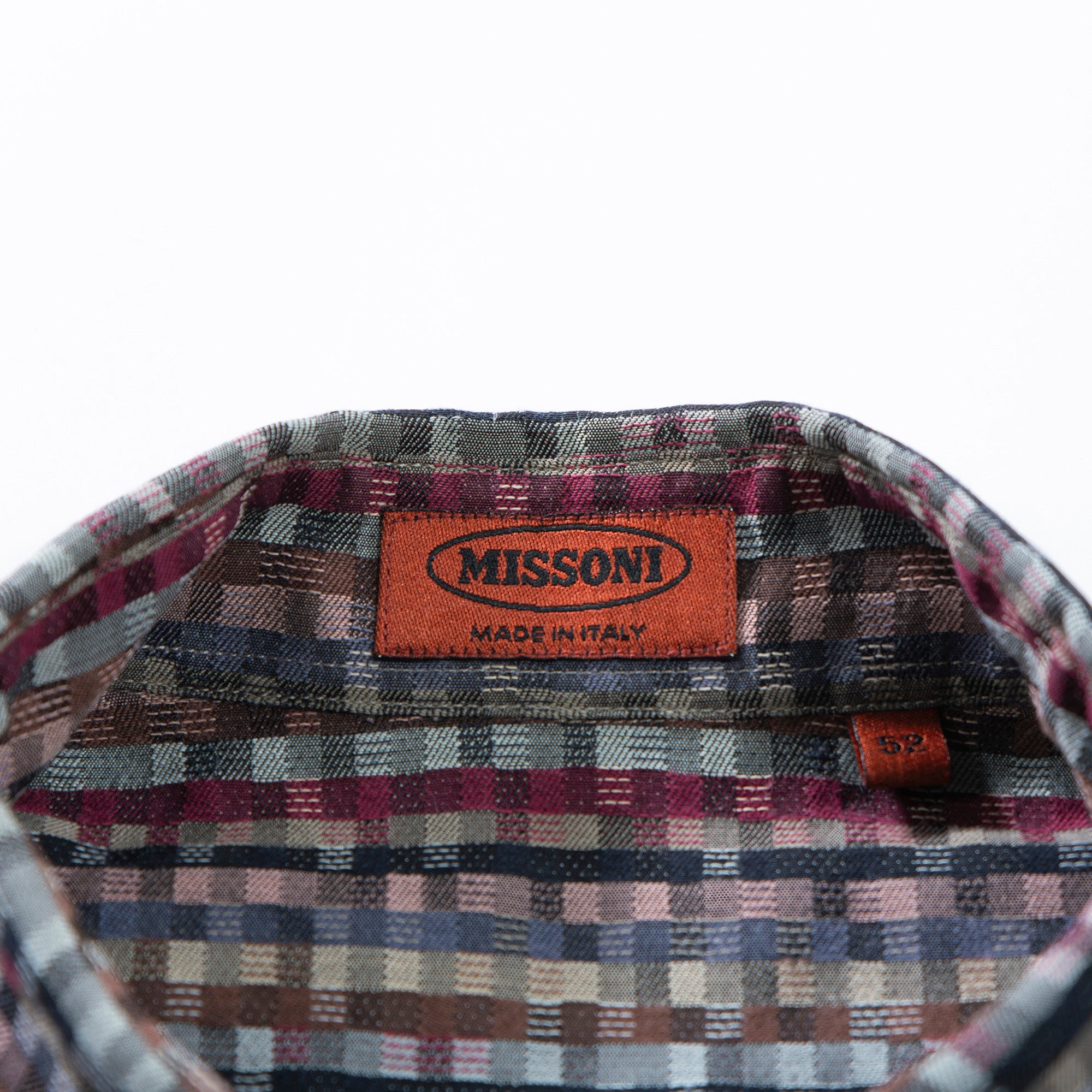 ミッソーニ MISSONI モザイクパターンシャツ イタリア製 総柄シャツ 90s チェックシャツ ボタンダウン トップス ロングスリーブ