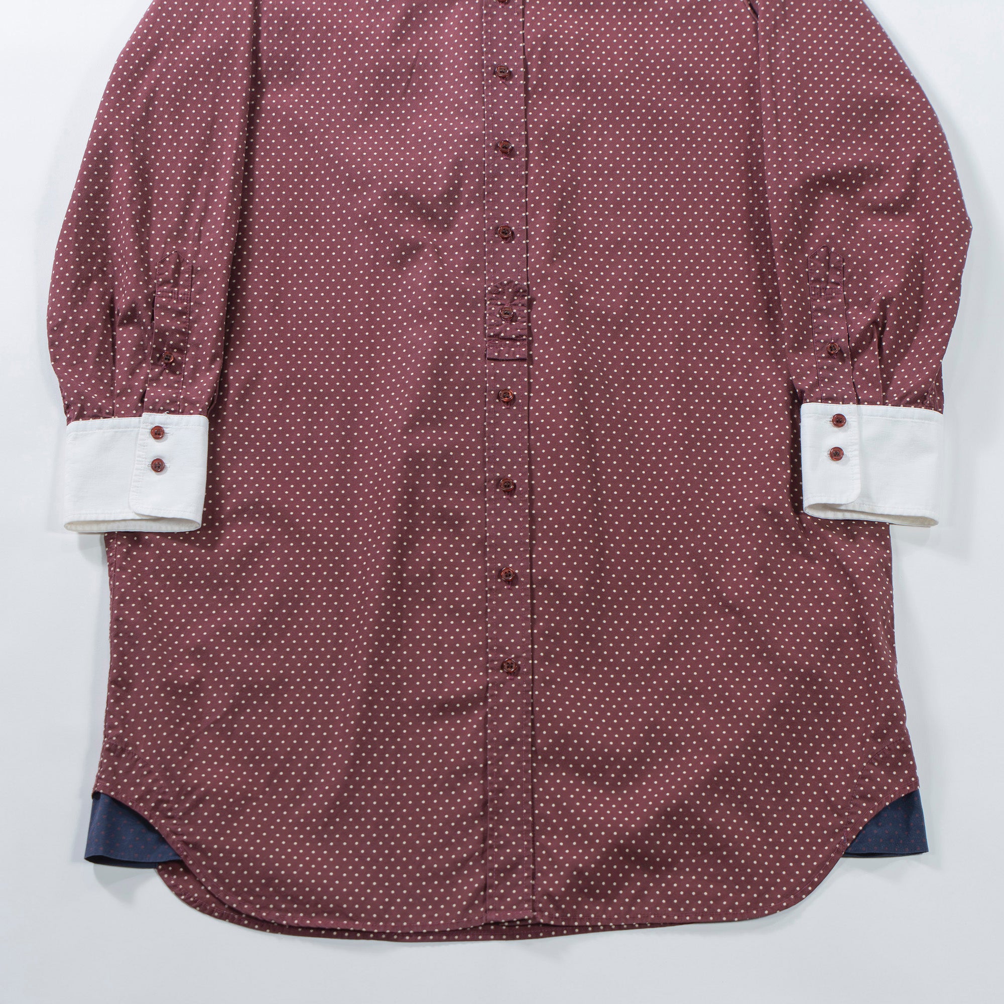ポールスミス CARNABY Paul Smith カーナビー シャツワンピース 水玉 ドット バーガンディー ロングシャツ クレリックシャツ トップス