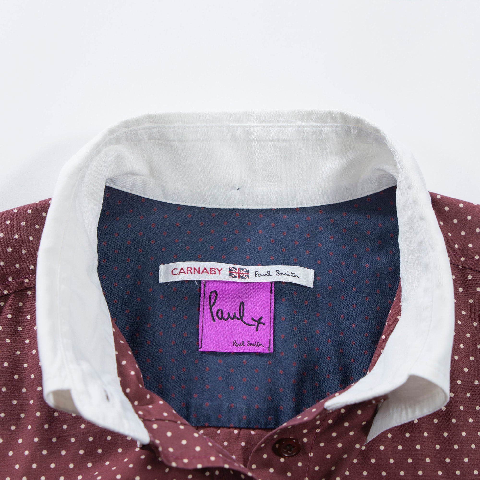 ポールスミス CARNABY Paul Smith カーナビー シャツワンピース 水玉 ドット バーガンディー ロングシャツ クレリックシャツ トップス