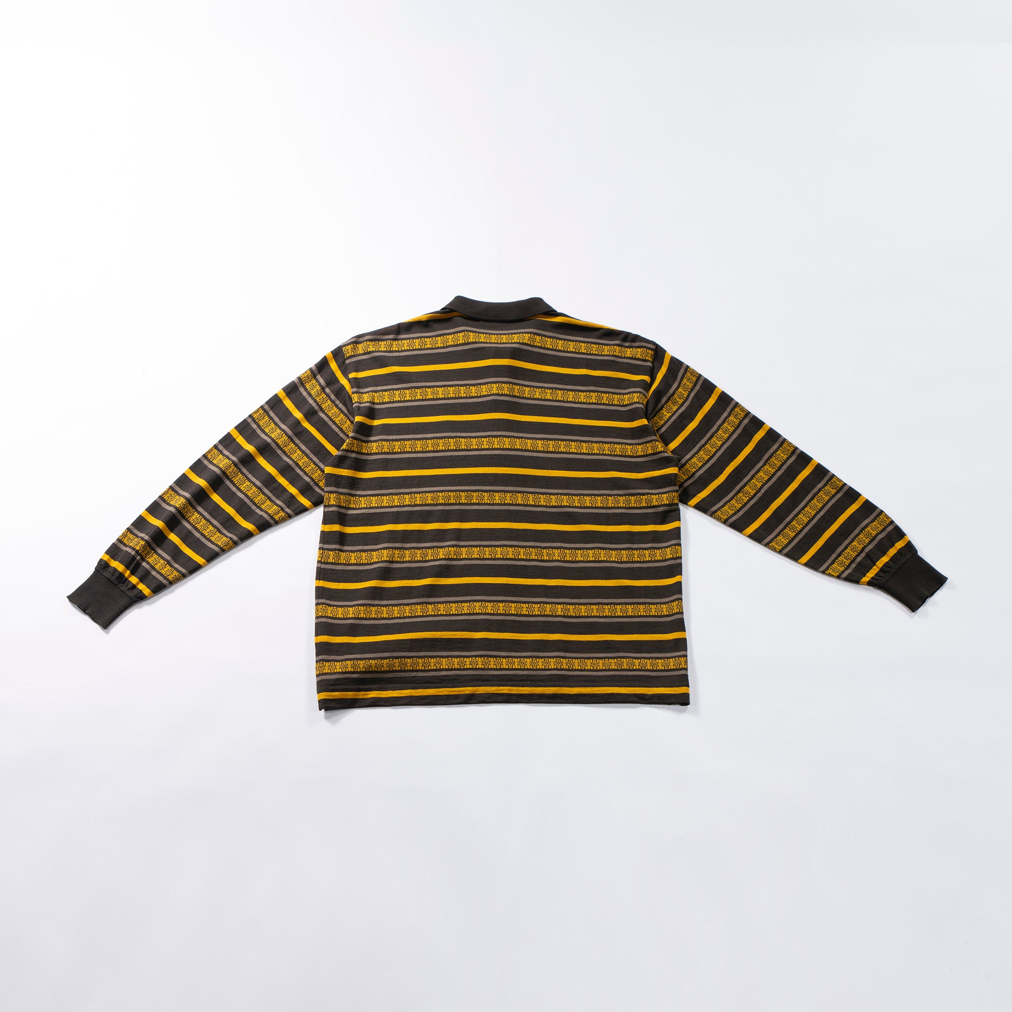 ディオール Christian Dior MONSIEUR ロングスリーブポロシャツ ブラウン×イエロー ボーダー 90s 長袖 ウール メンズファッション
