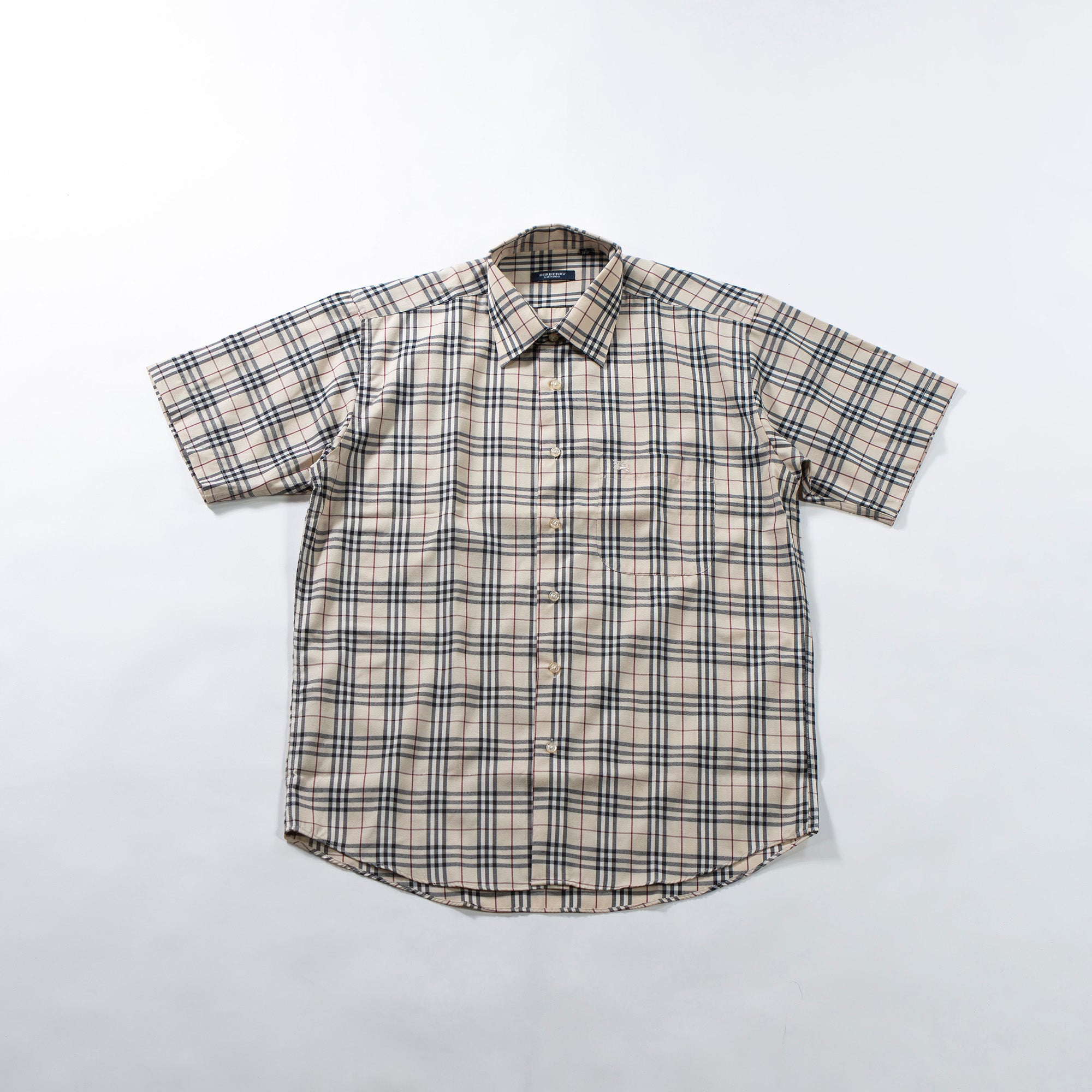 バーバリー BURBERRY LONDON ◆未使用品◆ ショートスリーブチェックシャツ レギュラーカラー 刺繍ロゴ メンズ レディース 半袖