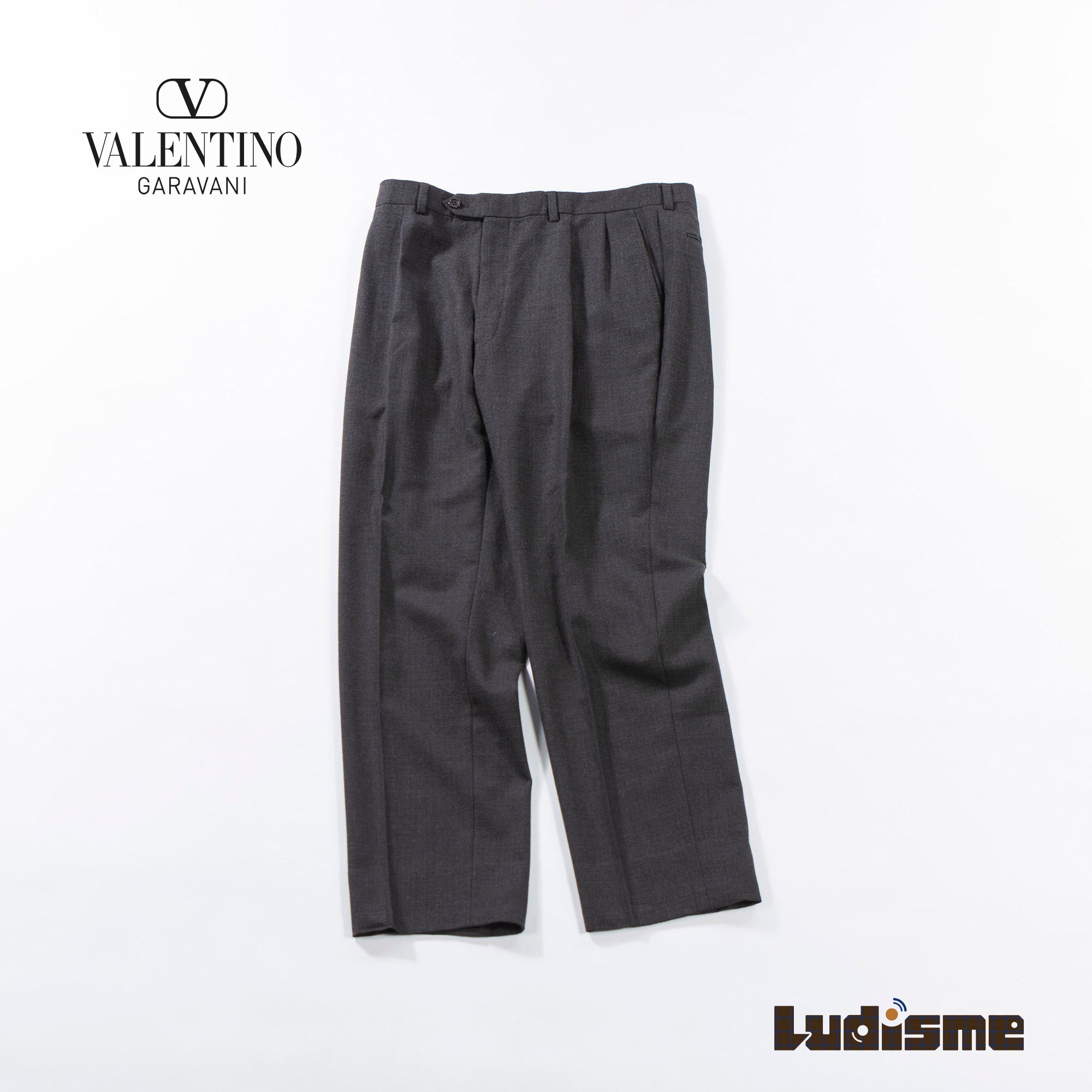 Valentino VALENTINO 2-pleat wool trousers, charcoal grey, center press, slacks, men's fashion, bottoms, pants