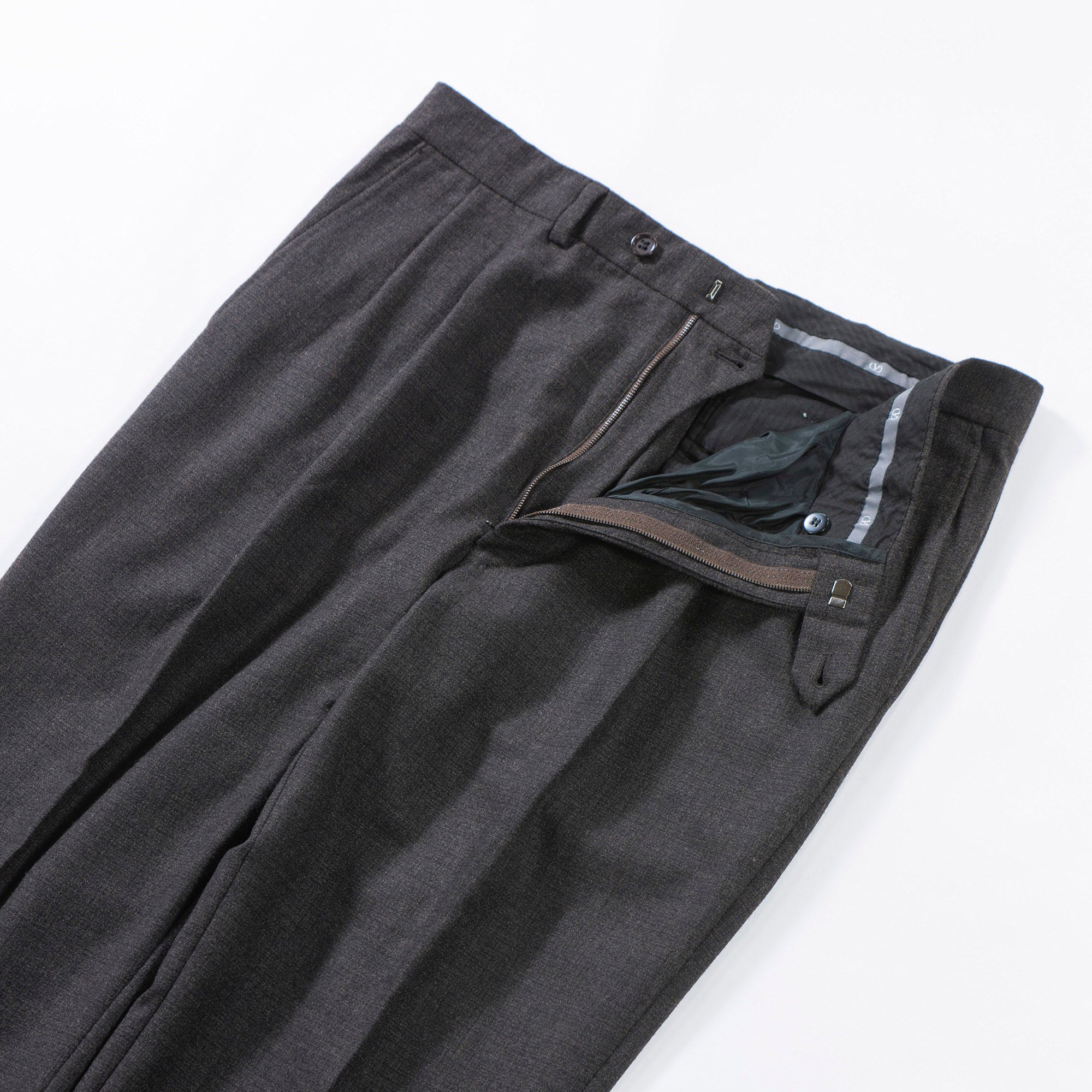 Valentino VALENTINO 2-pleat wool trousers, charcoal grey, center press, slacks, men's fashion, bottoms, pants