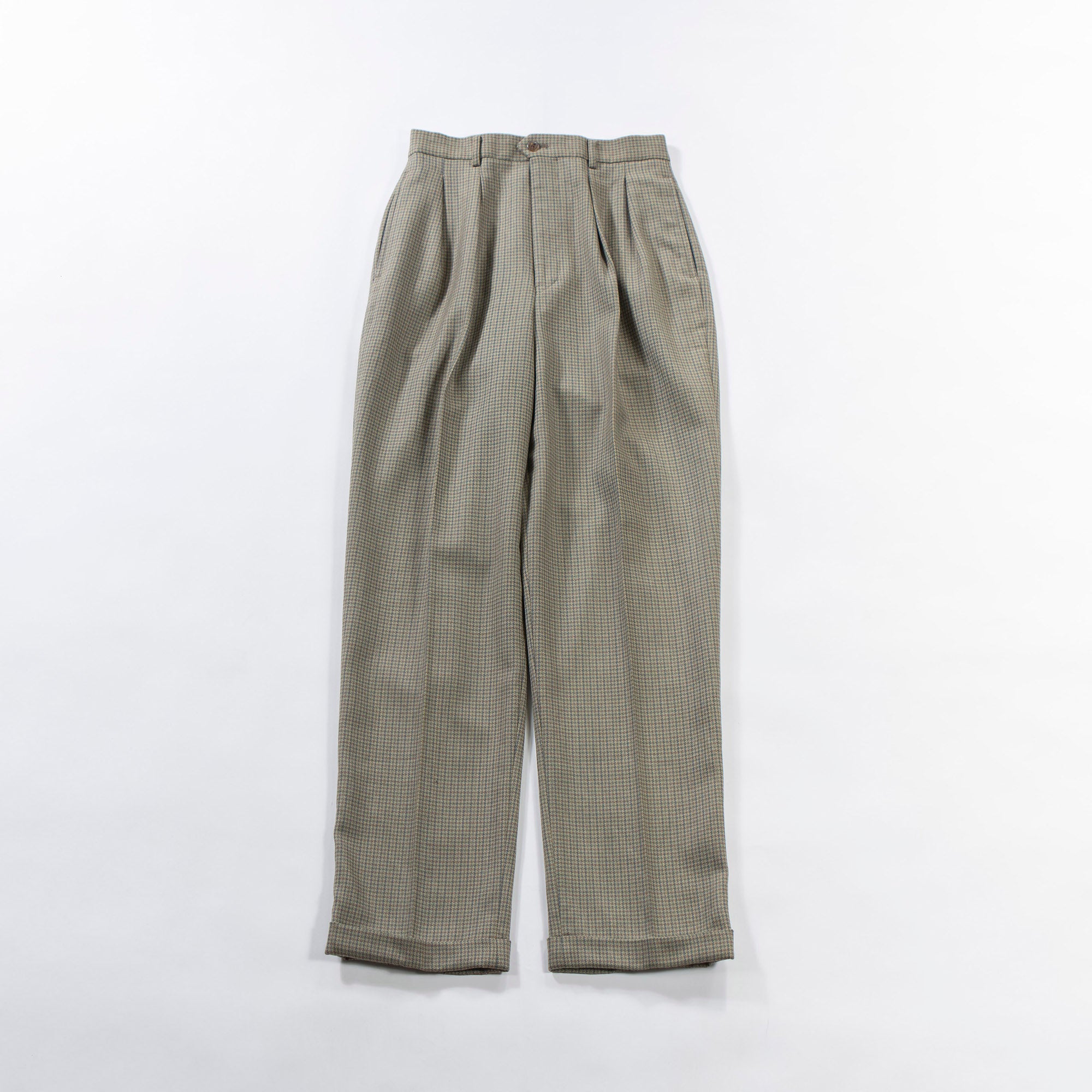 NEWYORKER 2-pleat wool slacks, gun club check, center press, trousers, American traditional, unisex