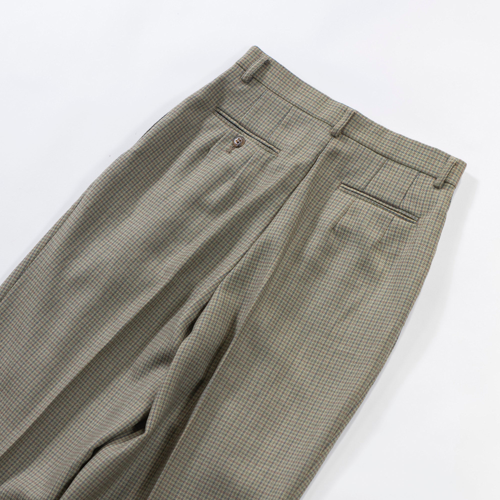 NEWYORKER 2-pleat wool slacks, gun club check, center press, trousers, American traditional, unisex