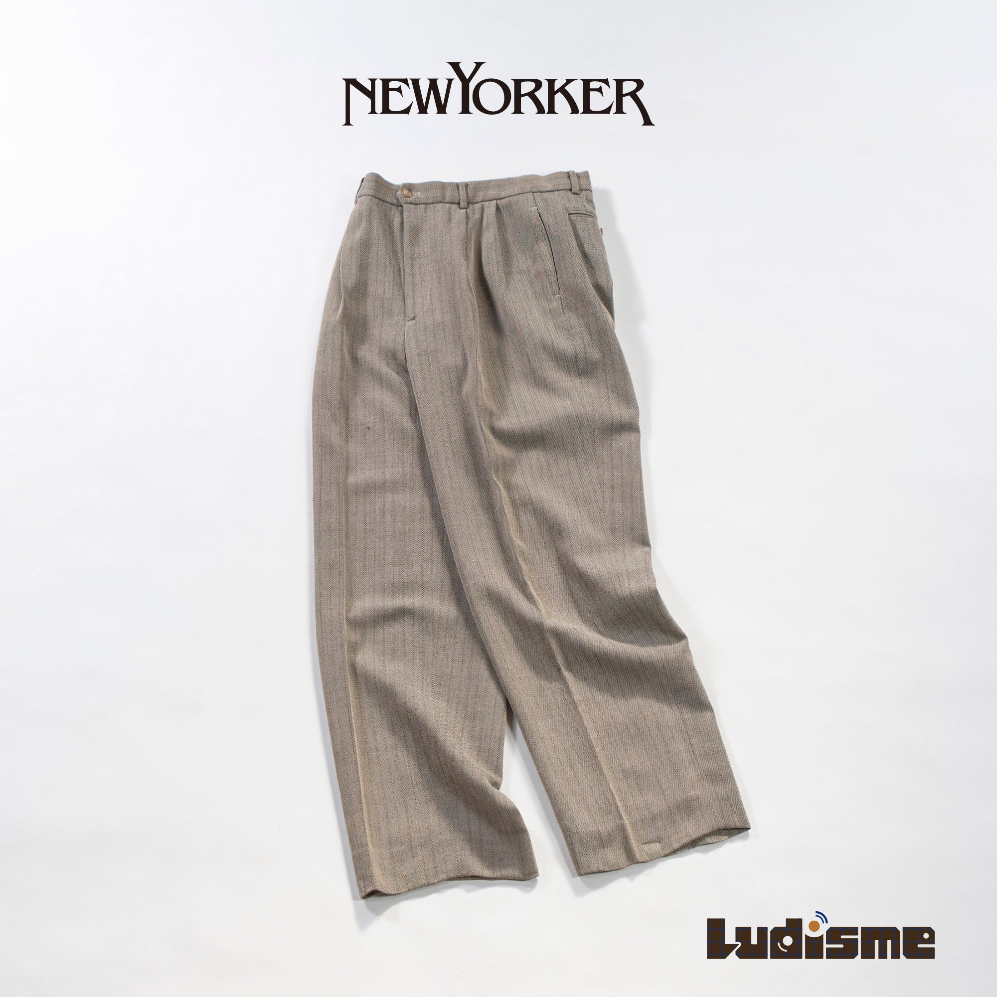 NEWYORKER 2-pleat slacks, pinstripe, wool blend, center press, trousers, American traditional, unisex