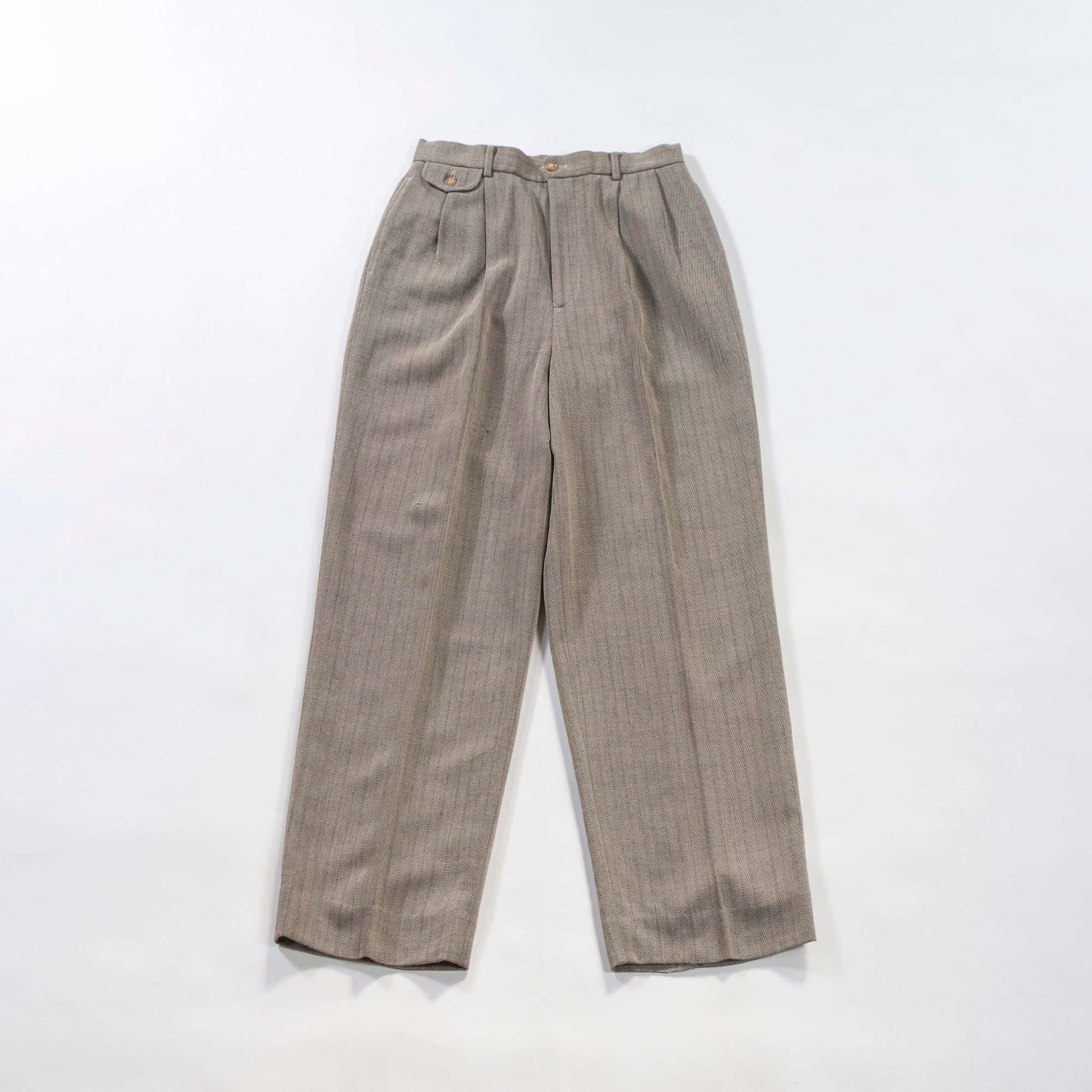 NEWYORKER 2-pleat slacks, pinstripe, wool blend, center press, trousers, American traditional, unisex