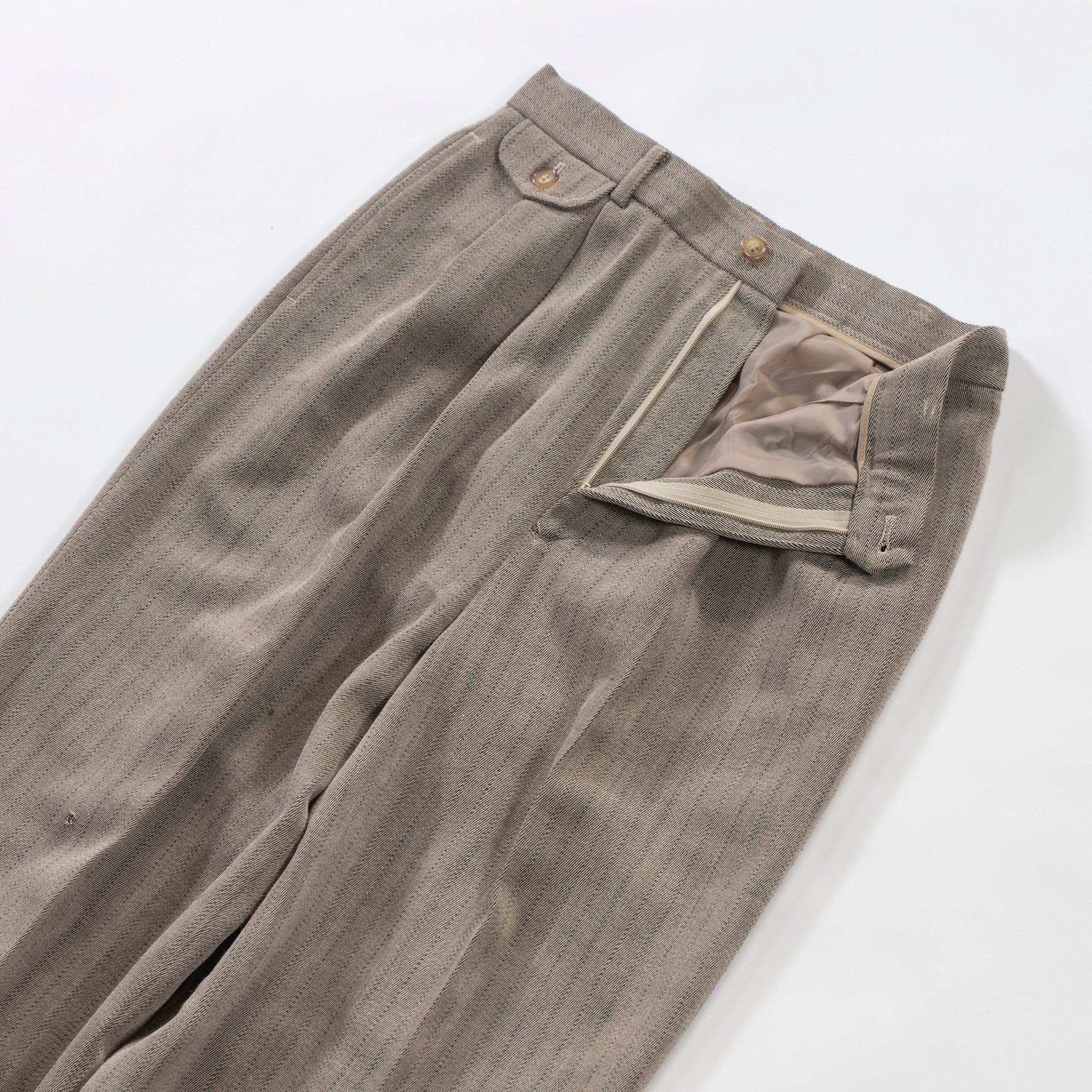NEWYORKER 2-pleat slacks, pinstripe, wool blend, center press, trousers, American traditional, unisex