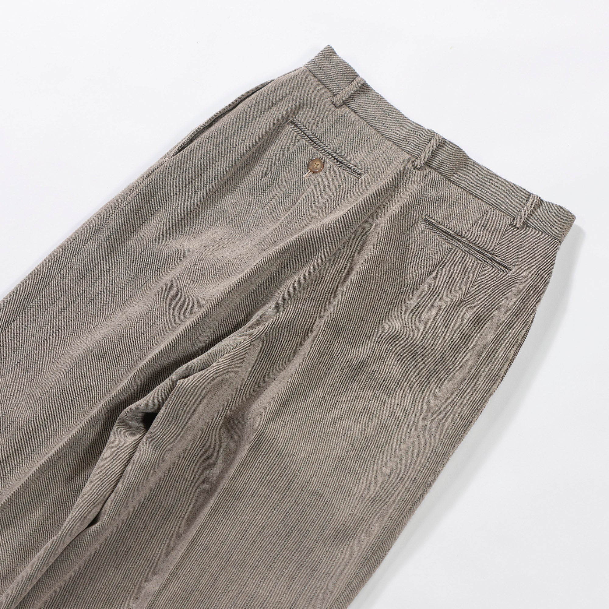 NEWYORKER 2-pleat slacks, pinstripe, wool blend, center press, trousers, American traditional, unisex