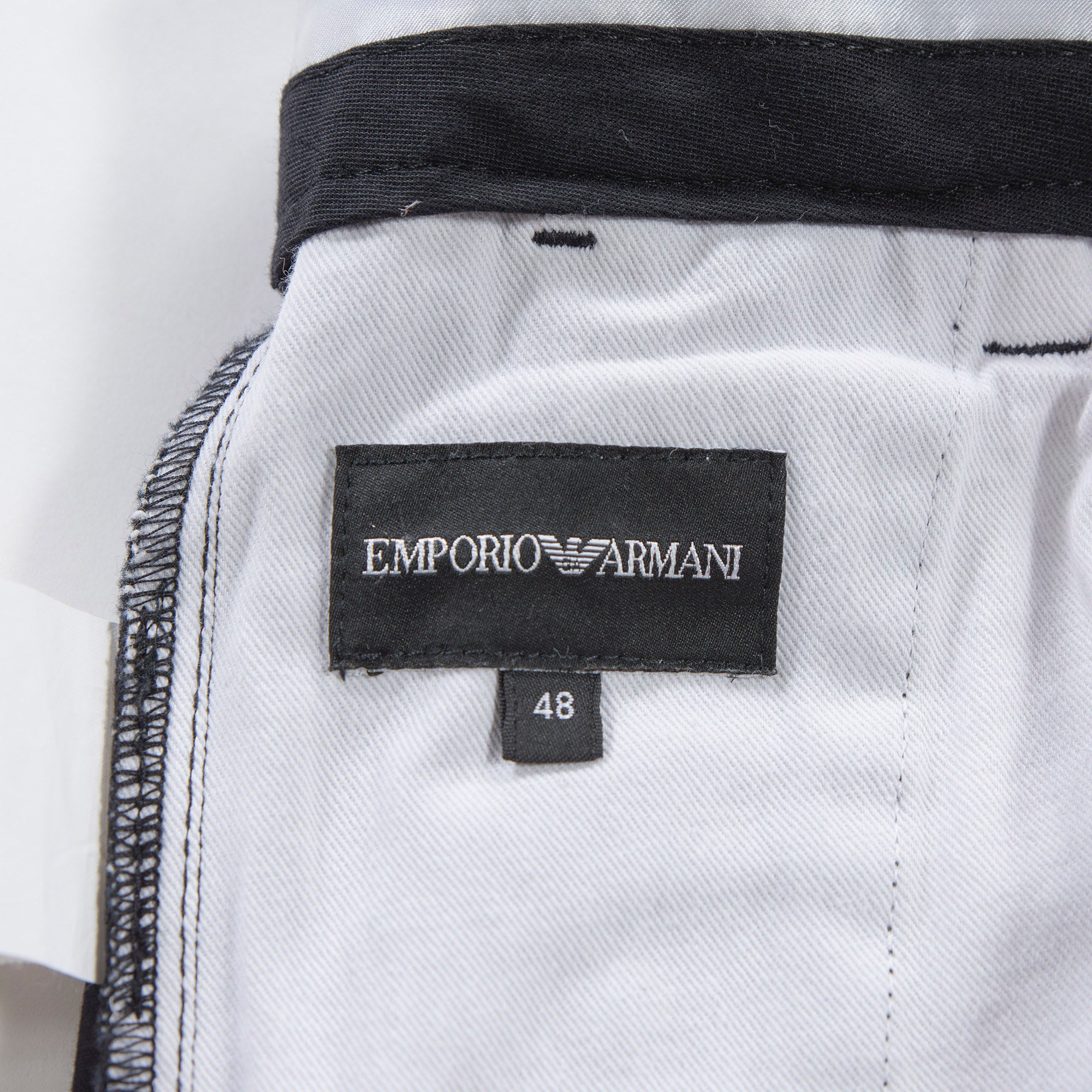 Armani EMPORIO ARMANI Chino Pants Center Press No Tuck Black Trousers Bottoms Men's Fashion Bottoms Pants