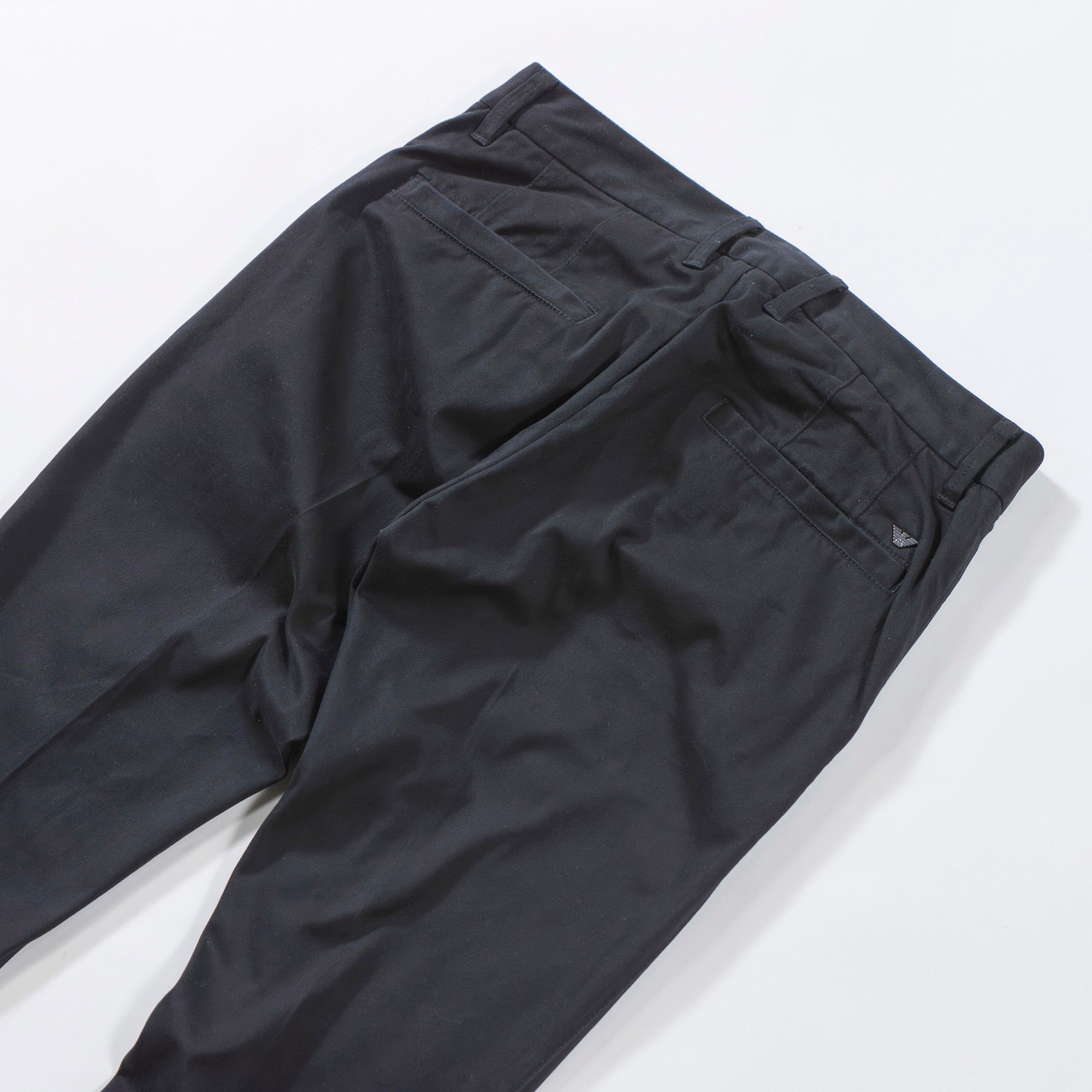 Armani EMPORIO ARMANI Chino Pants Center Press No Tuck Black Trousers Bottoms Men's Fashion Bottoms Pants