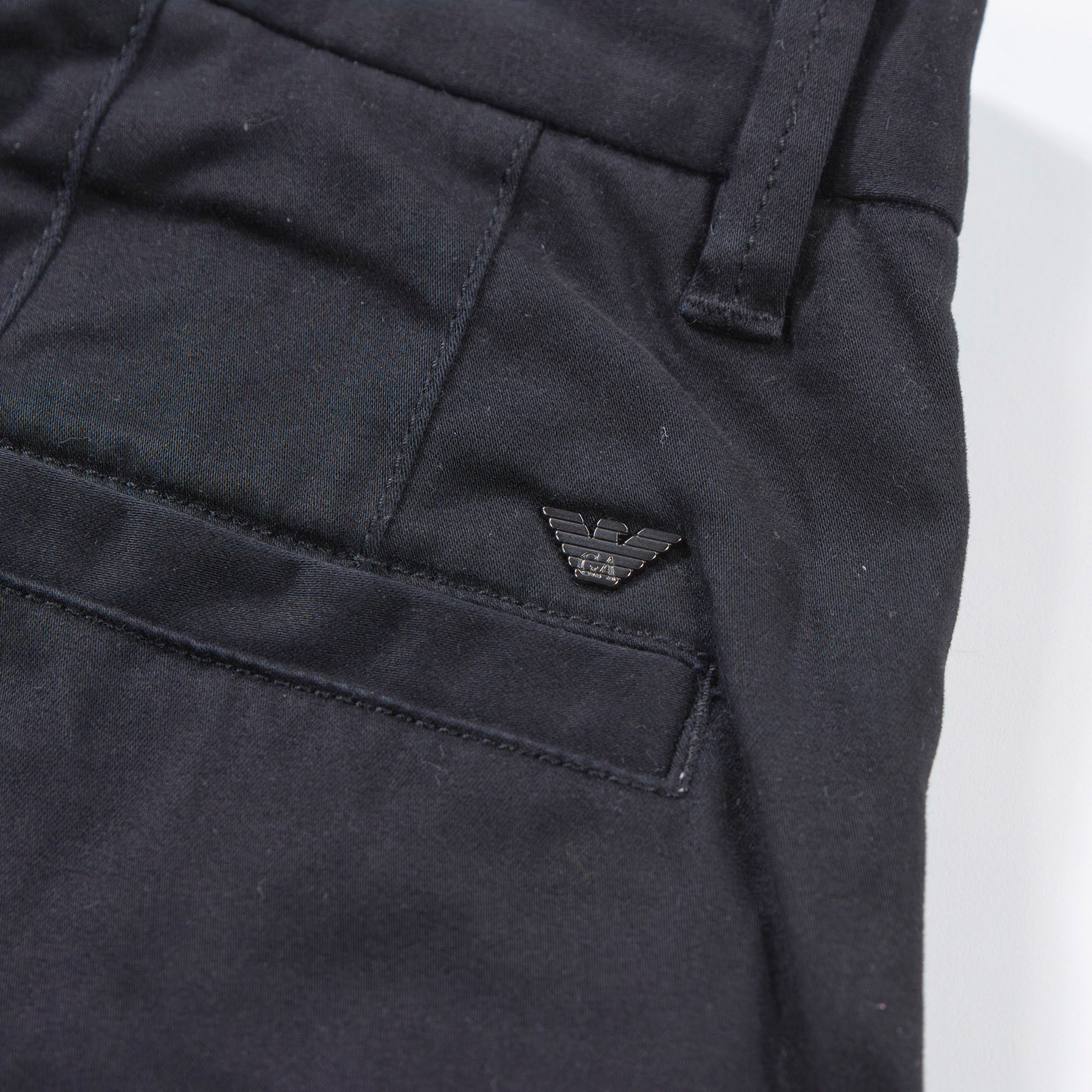 Armani EMPORIO ARMANI Chino Pants Center Press No Tuck Black Trousers Bottoms Men's Fashion Bottoms Pants