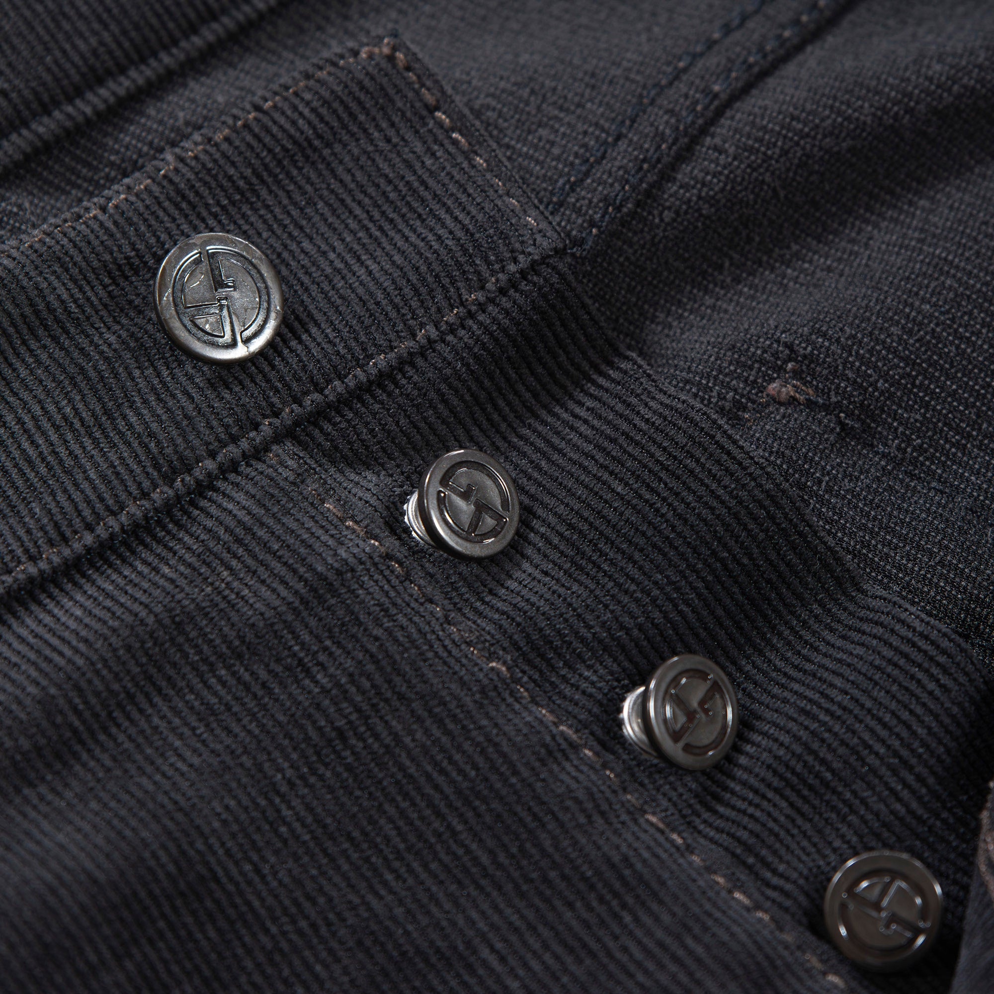 Armani GIORGIO ARMANI Corduroy wide pants size 38 Black Button fly Leather patch Italian summer corduroy Men's pants
