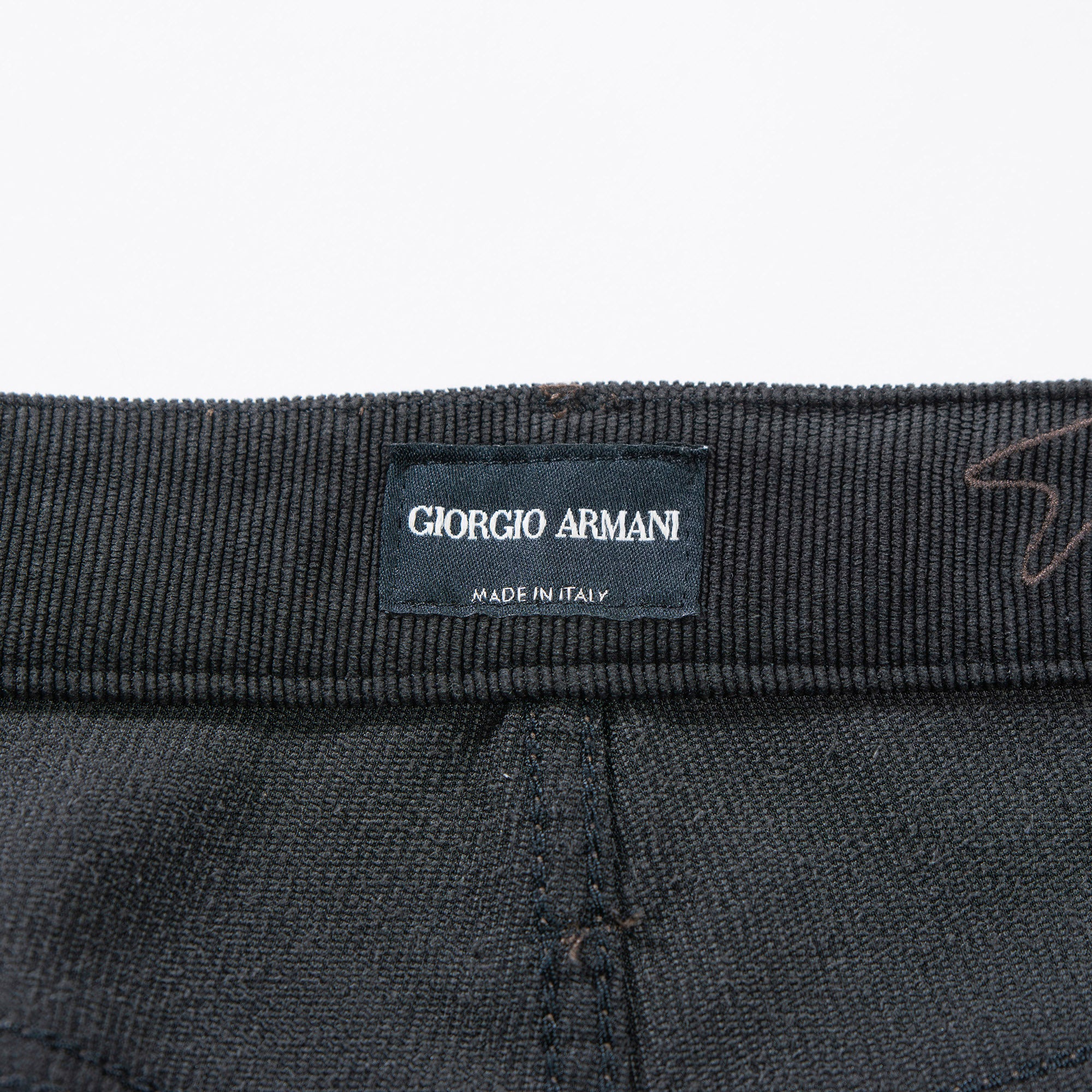 Armani GIORGIO ARMANI Corduroy wide pants size 38 Black Button fly Leather patch Italian summer corduroy Men's pants