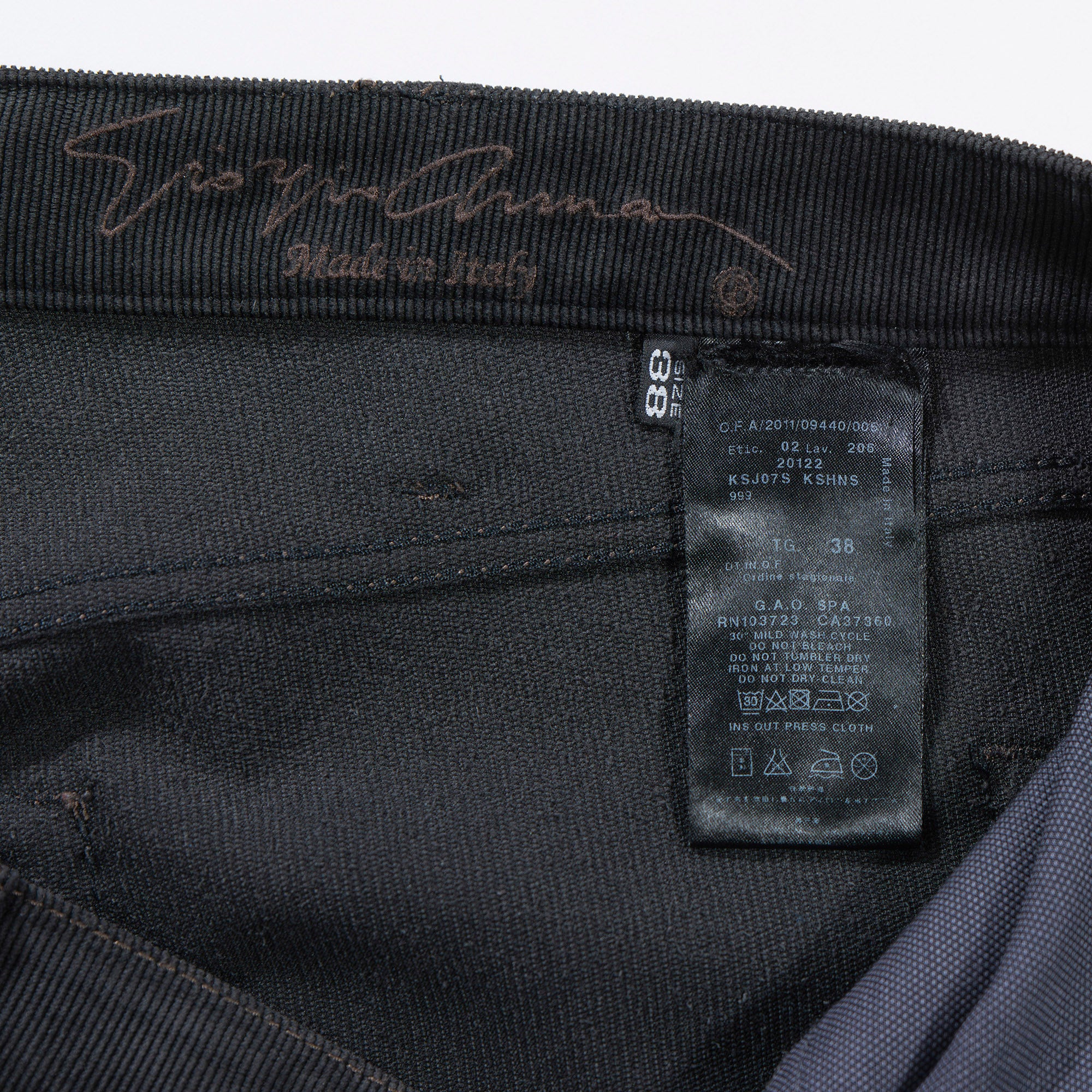 Armani GIORGIO ARMANI Corduroy wide pants size 38 Black Button fly Leather patch Italian summer corduroy Men's pants