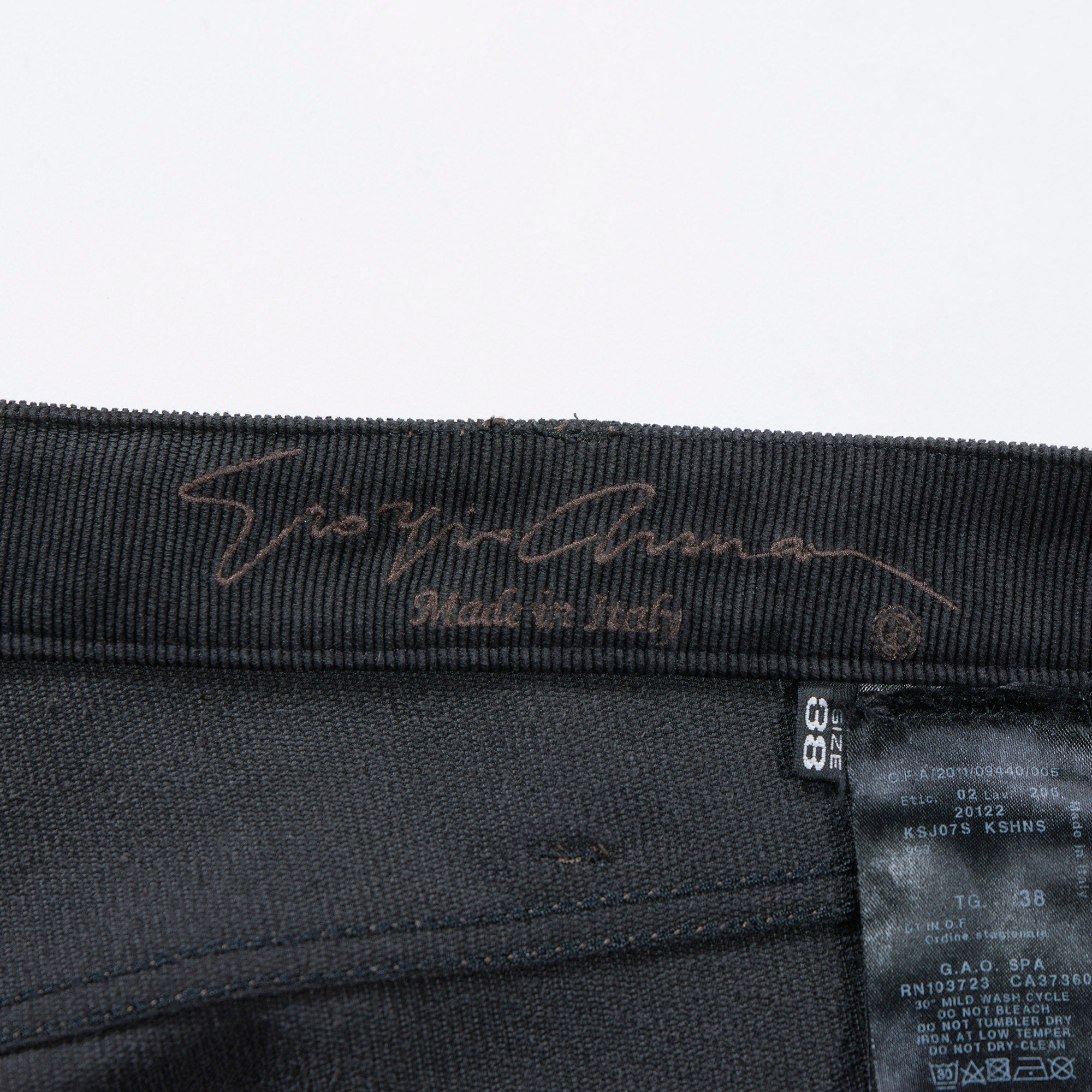 Armani GIORGIO ARMANI Corduroy wide pants size 38 Black Button fly Leather patch Italian summer corduroy Men's pants