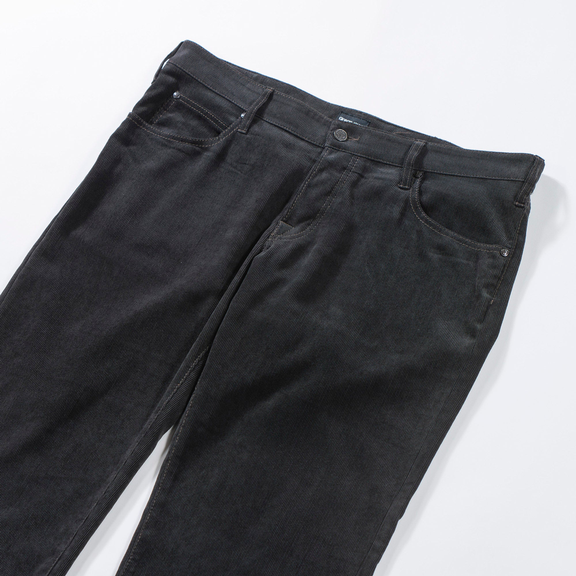 Armani GIORGIO ARMANI Corduroy wide pants size 38 Black Button fly Leather patch Italian summer corduroy Men's pants