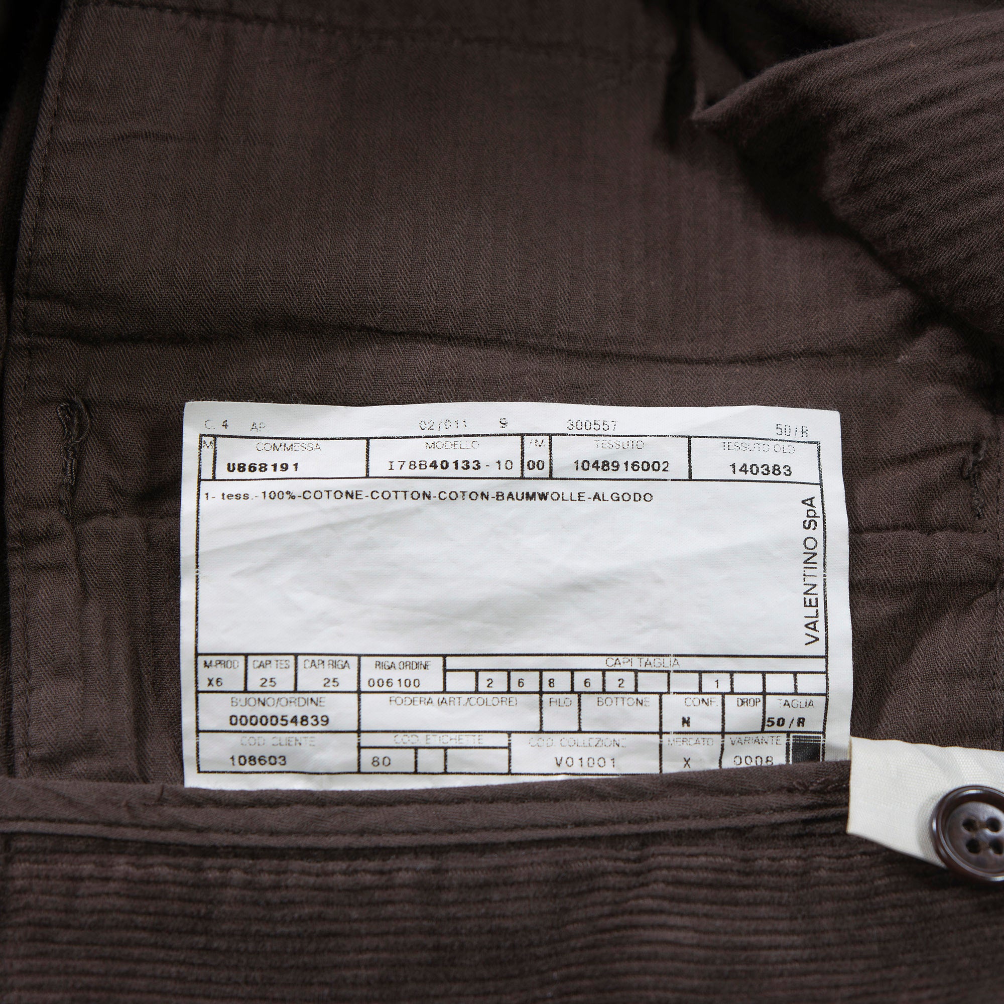 Valentino VALENTINO ROMA Corduroy Pants with Tucks, Brown, Center Press, Slacks, Made in Italy, Men's Pants, Bottoms
