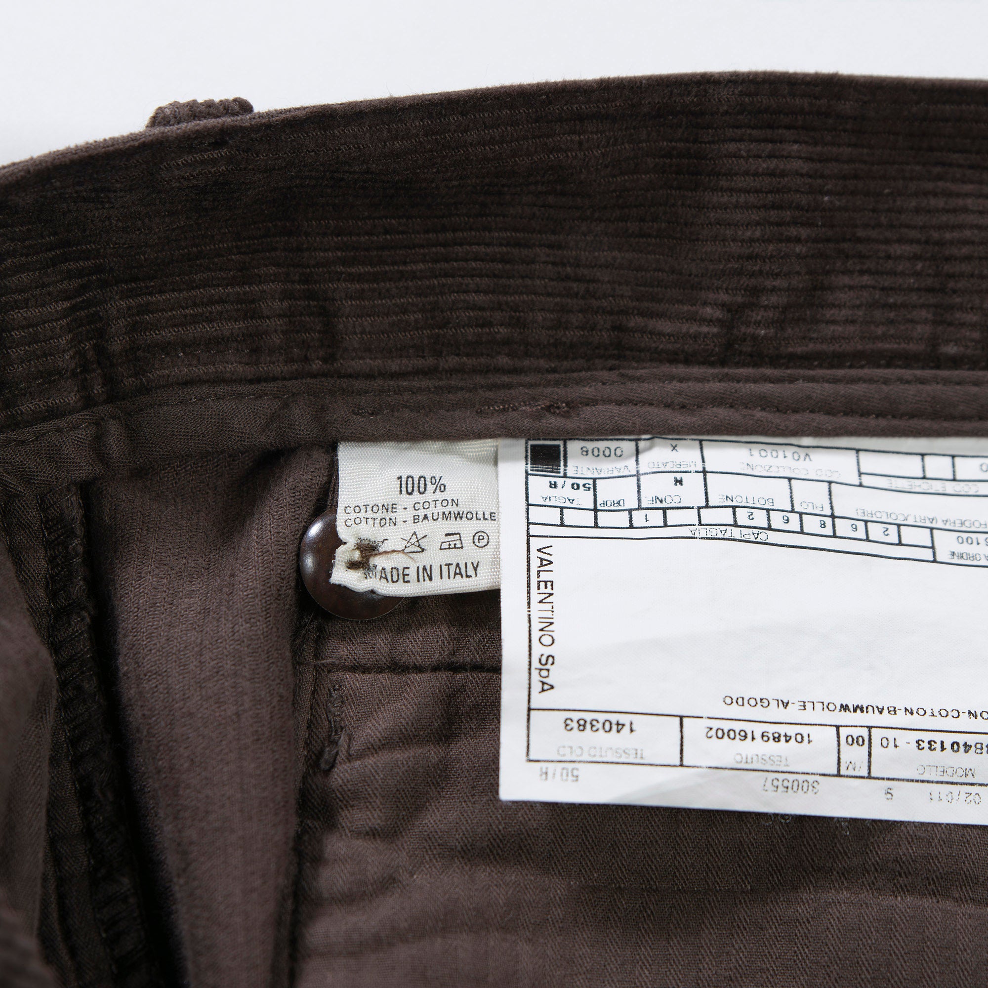 Valentino VALENTINO ROMA Corduroy Pants with Tucks, Brown, Center Press, Slacks, Made in Italy, Men's Pants, Bottoms