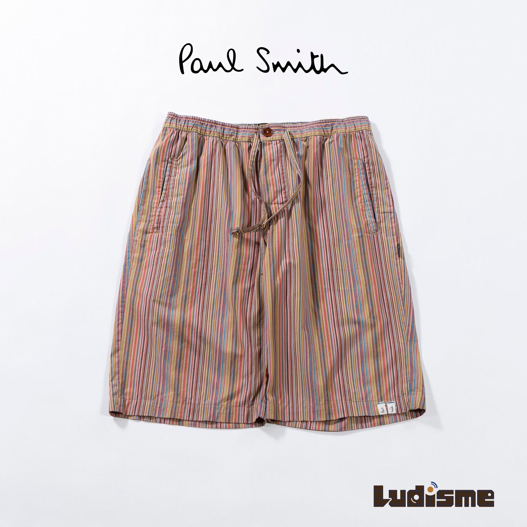 Paul Smith Multi-stripe Wide Easy Shorts, Half Pants, Men's, Women's, Unisex, Pants, Bottoms