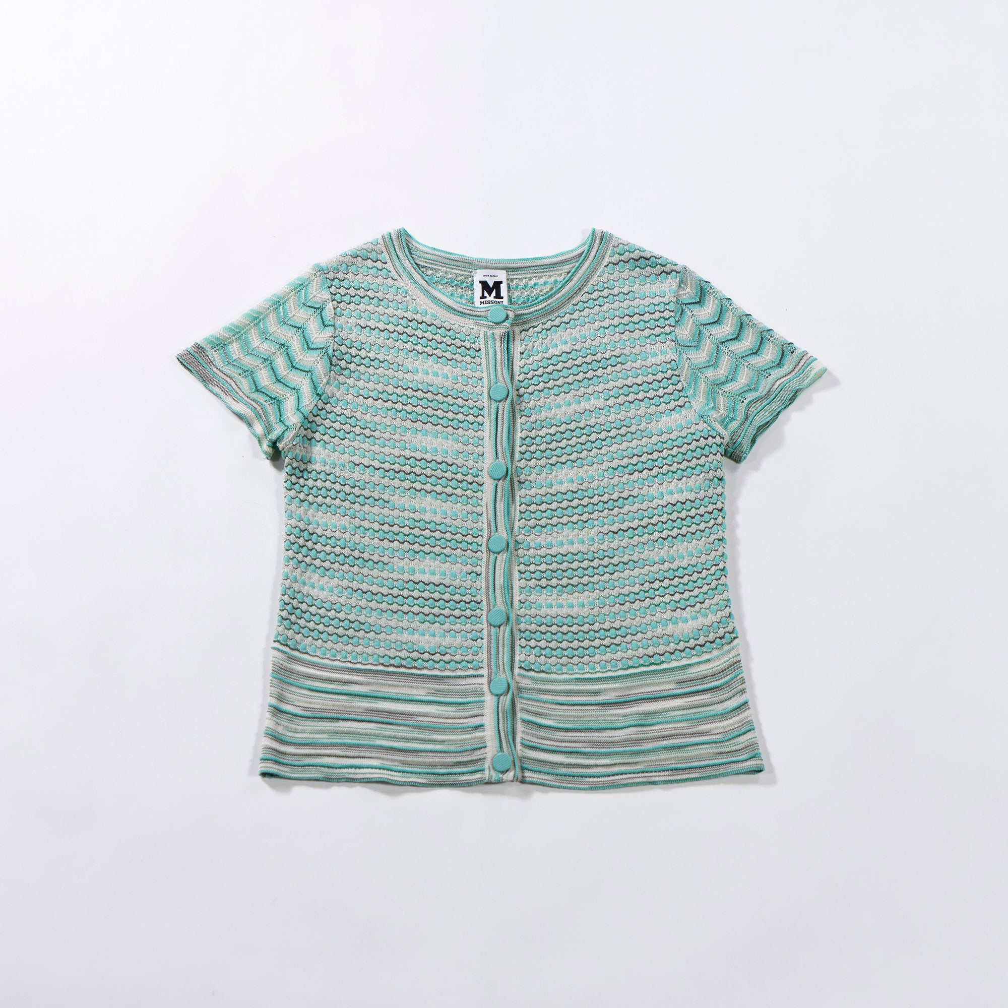 ミッソーニ M MISSONI マルチパターン ニットセットアップ 半袖 イタリア レディースファッション レディーストップス ドレス サマーニット