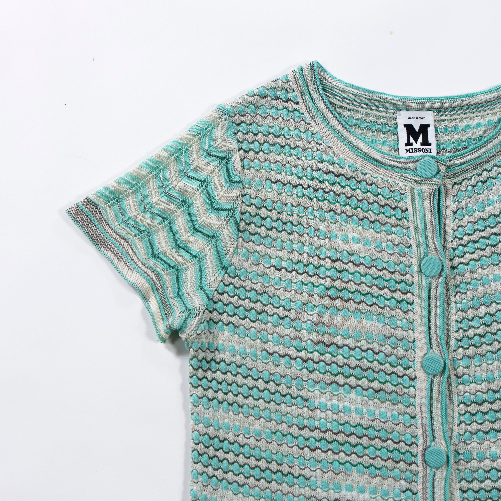 ミッソーニ M MISSONI マルチパターン ニットセットアップ 半袖 イタリア レディースファッション レディーストップス ドレス サマーニット