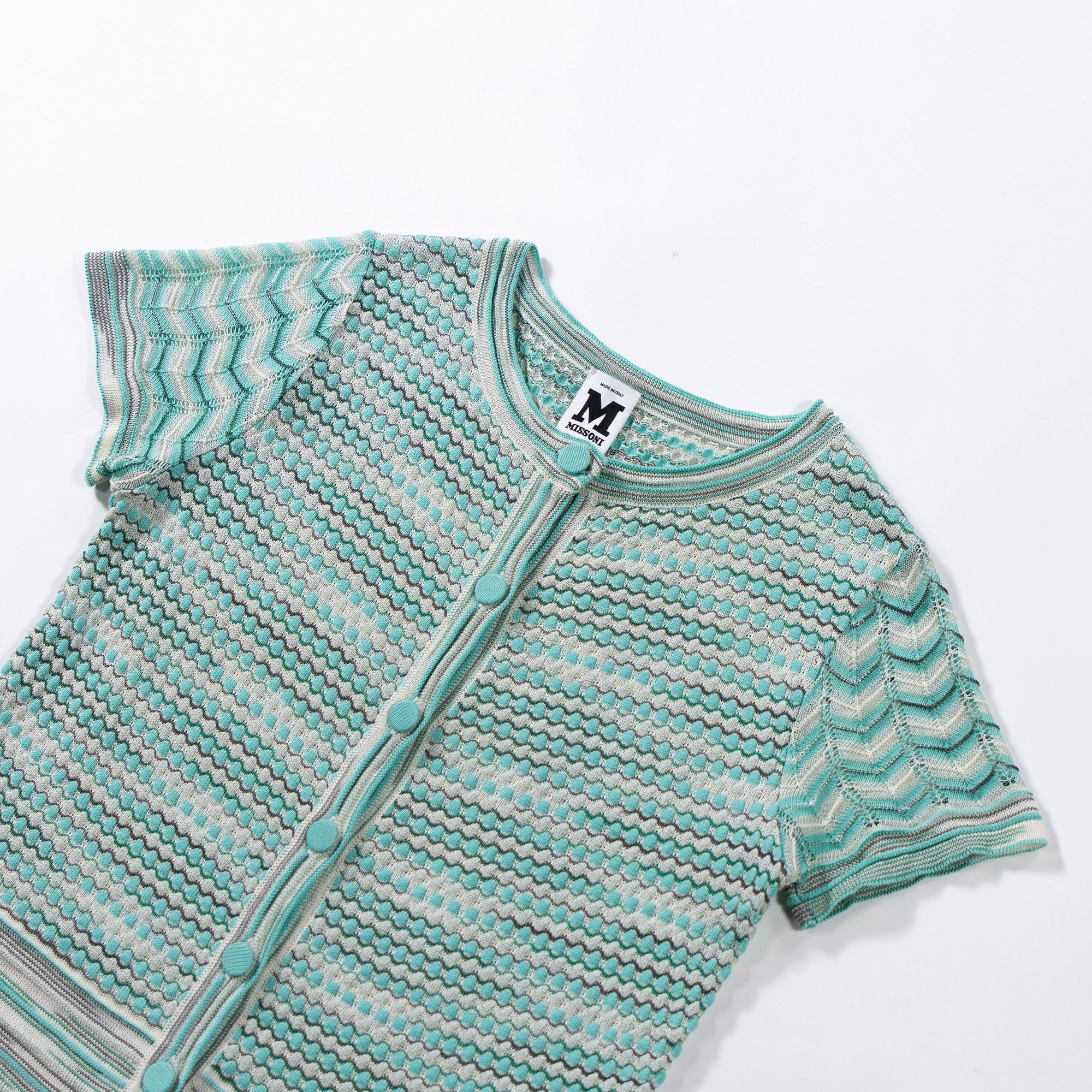 ミッソーニ M MISSONI マルチパターン ニットセットアップ 半袖 イタリア レディースファッション レディーストップス ドレス サマーニット