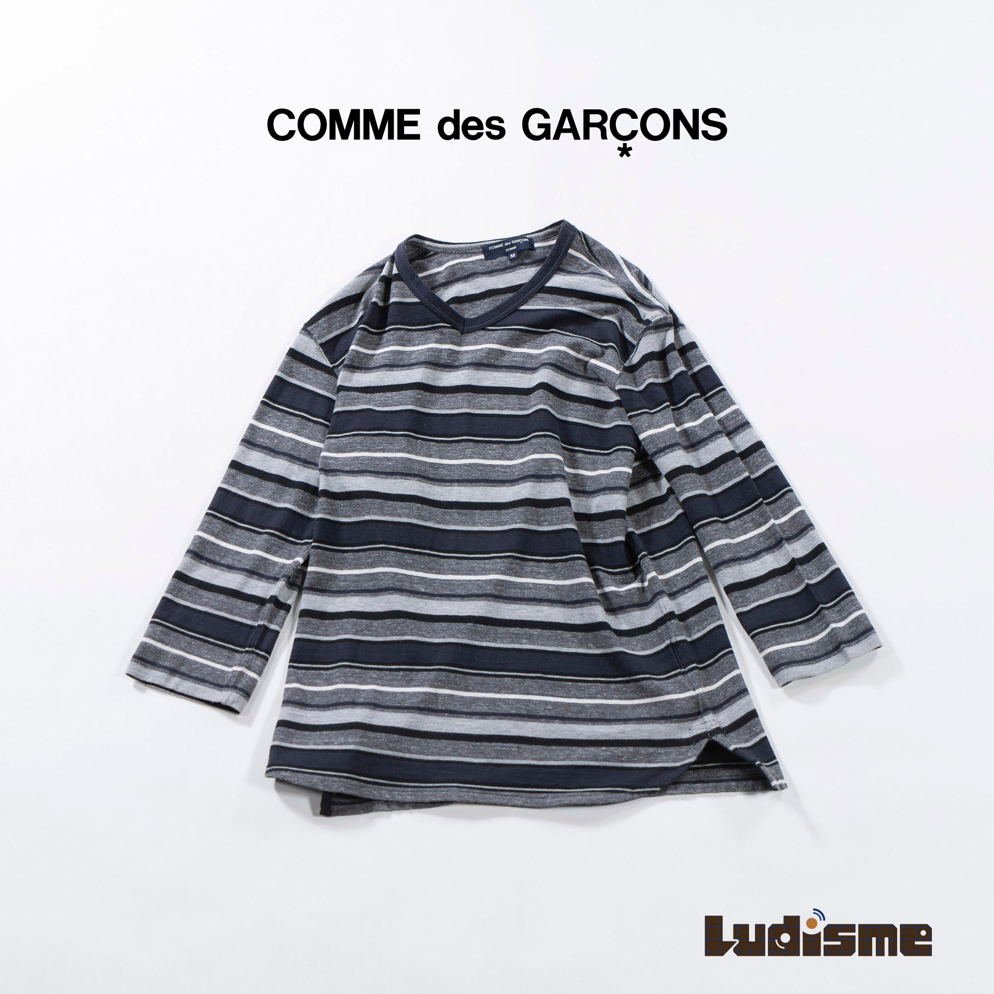 COMME des GARCONS HOMME Comme des Garcons Homme AD2013 Multi-border cut and sew 7/8 length Men's top Long T