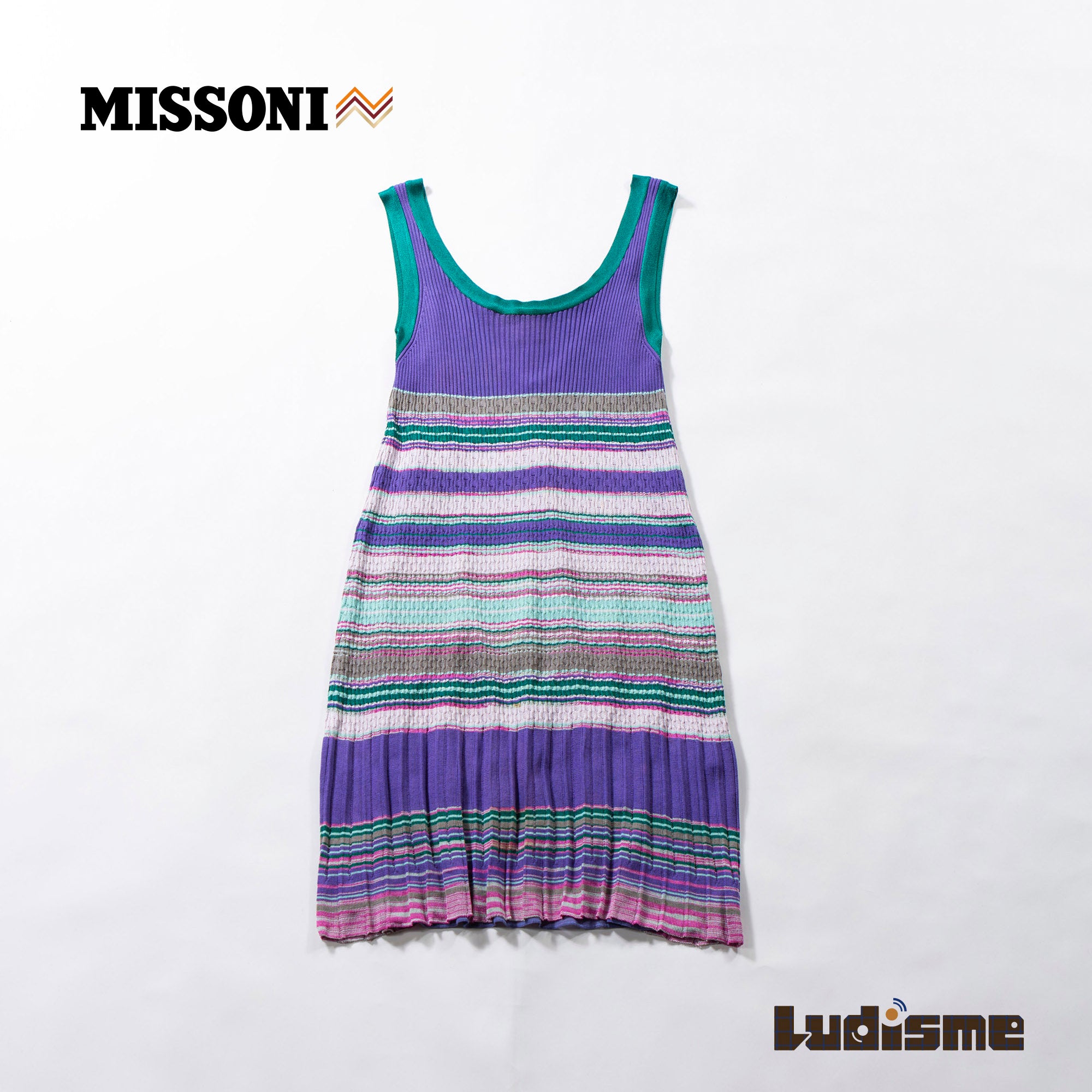 M Missoni Sleeveless knit dress Cotton x rayon Multicolor Women's fashion Women's tops Dresses