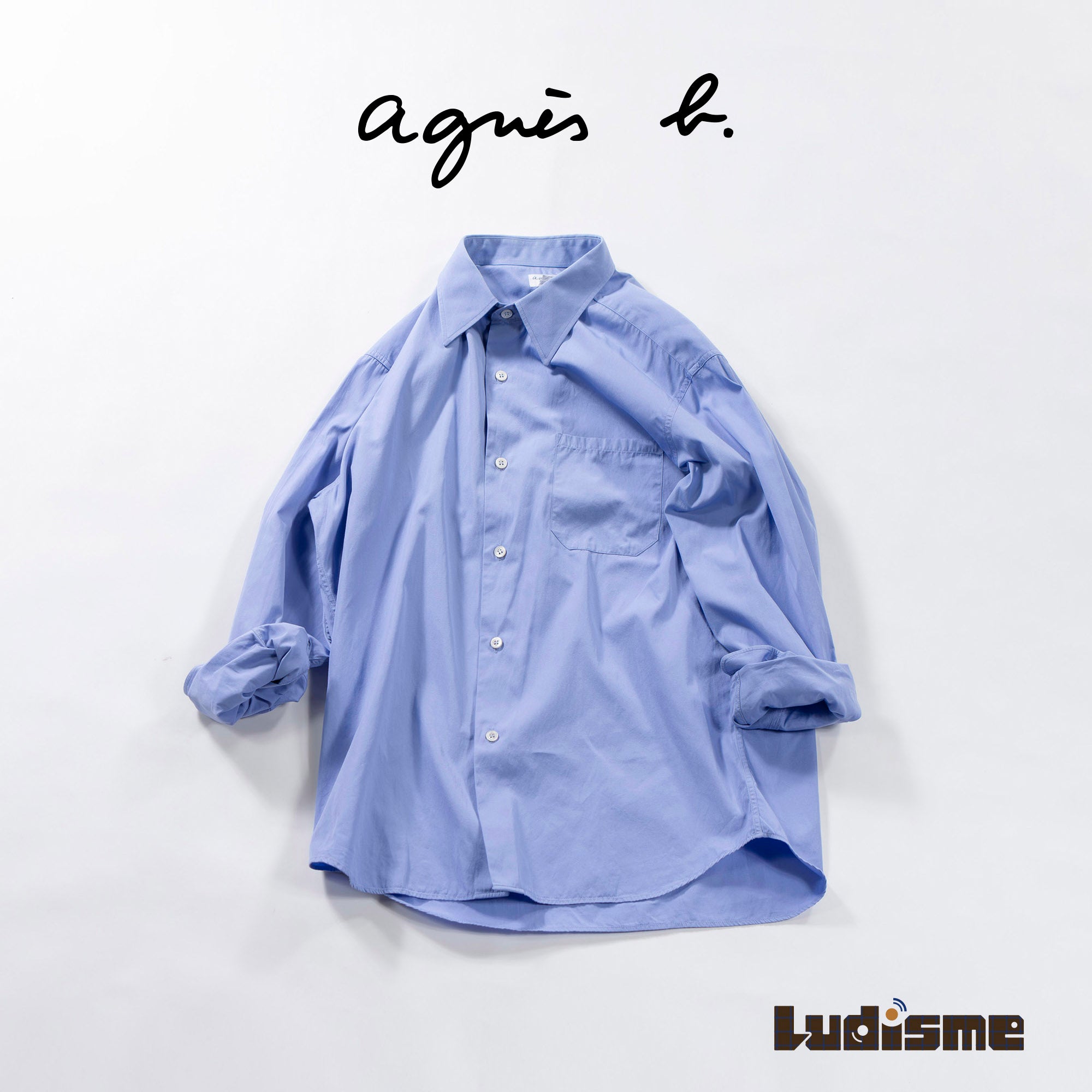 アニエスベー agnes b. homme フランス製 カッターシャツ サックスブルー オーバーサイズ メンズファッション メンズトップス メンズシャツ