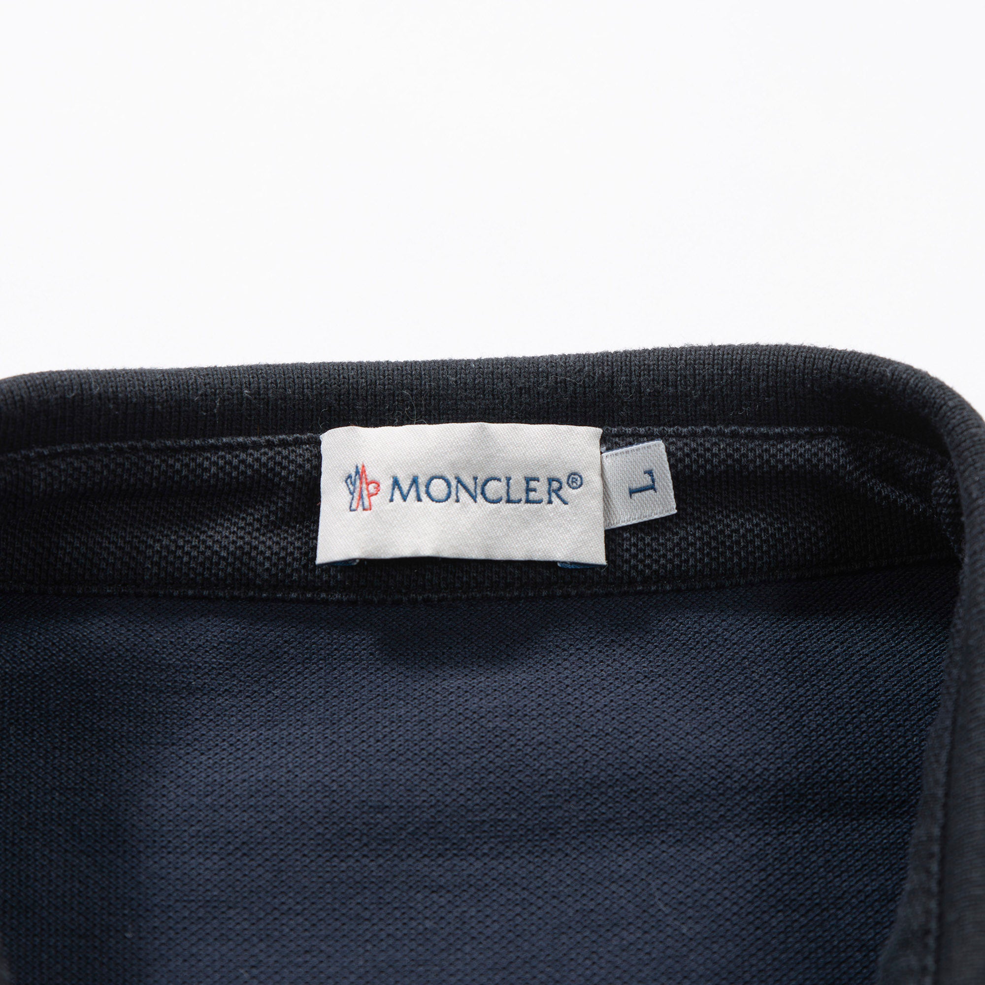 モンクレール MONCLER コットンピケ ポロシャツ 鹿の子 トルコ製 ネイビー コントラストカラー ワンポイント ワッペン メンズトップス