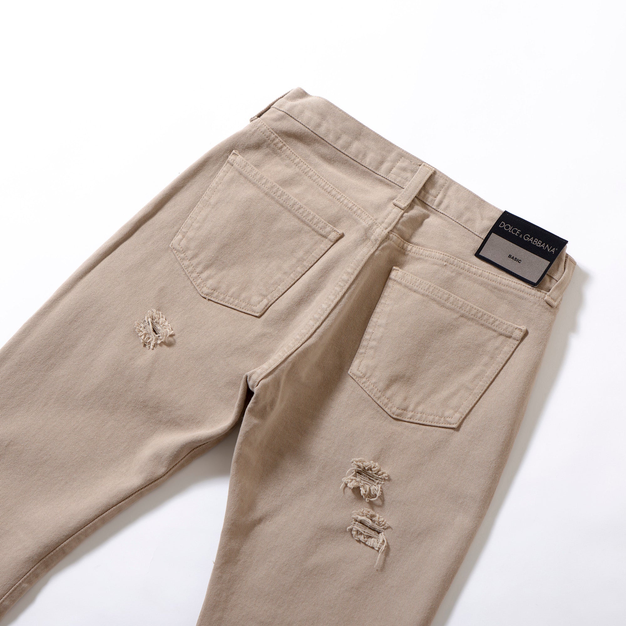 ドルチェ&ガッバーナ DOLCE&GABBANA ベルボトム デニムパンツ フレアパンツ ダメージ加工 ベージュ レディースファッション ボトムス