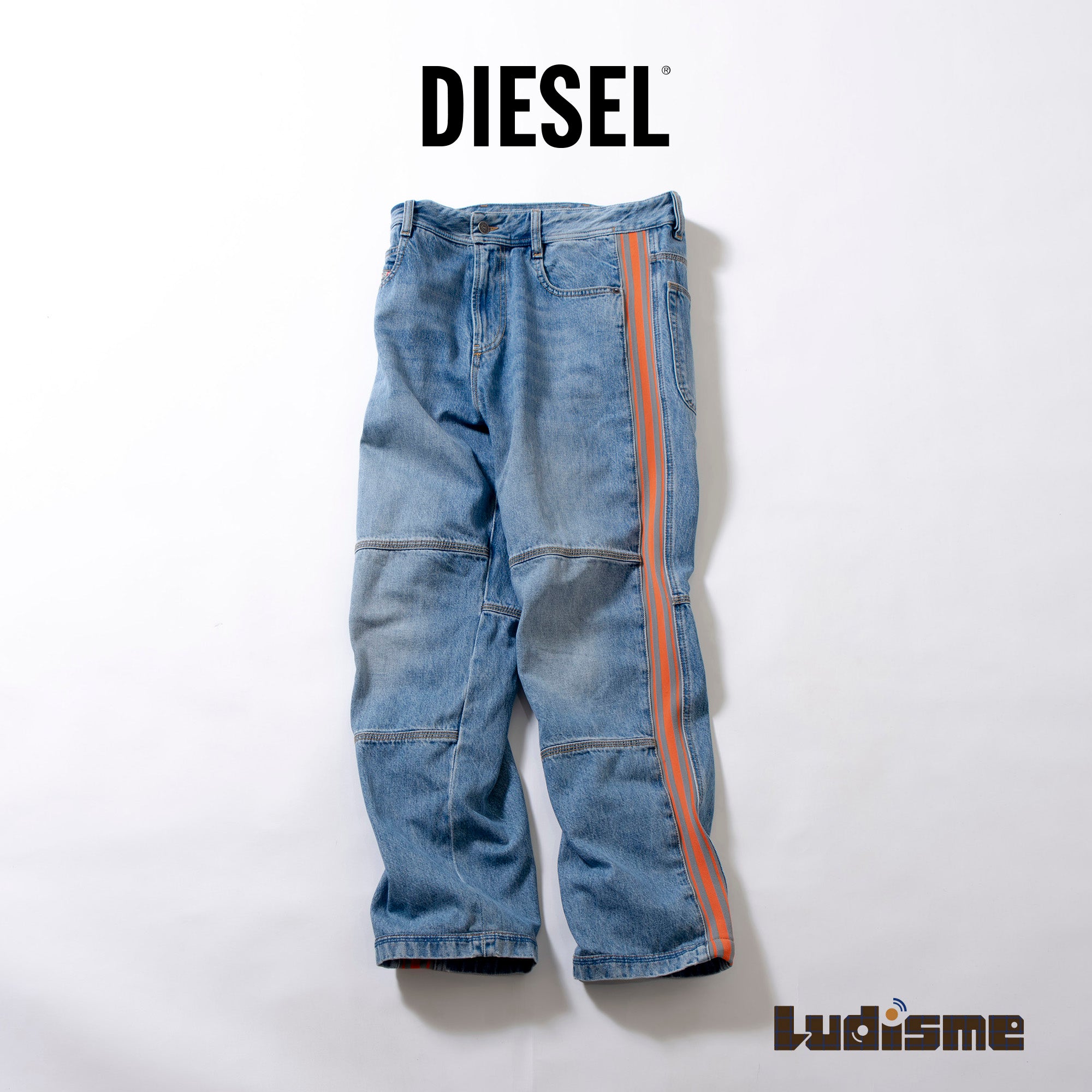 ディーゼル DIESEL D-ARBUS デニムパンツ レギュラーストレート ジーンズ サイドライン ジャージパンツ ヴィンテージ加工 再構築 メンズ