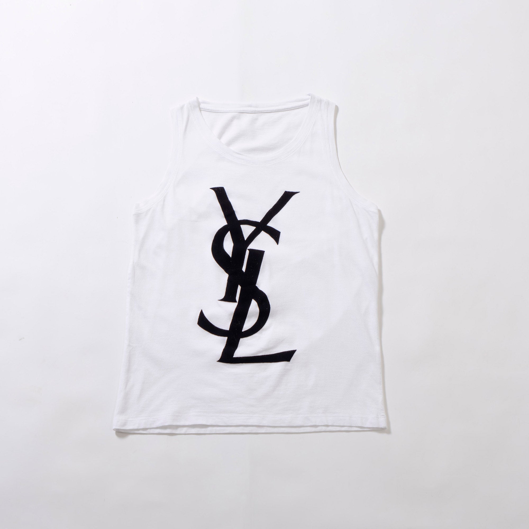 イブサンローラン Yves Saint Laurent ビックロゴタンクトップ ノースリーブ イタリア製 Tシャツ キャミソール レディースファッション