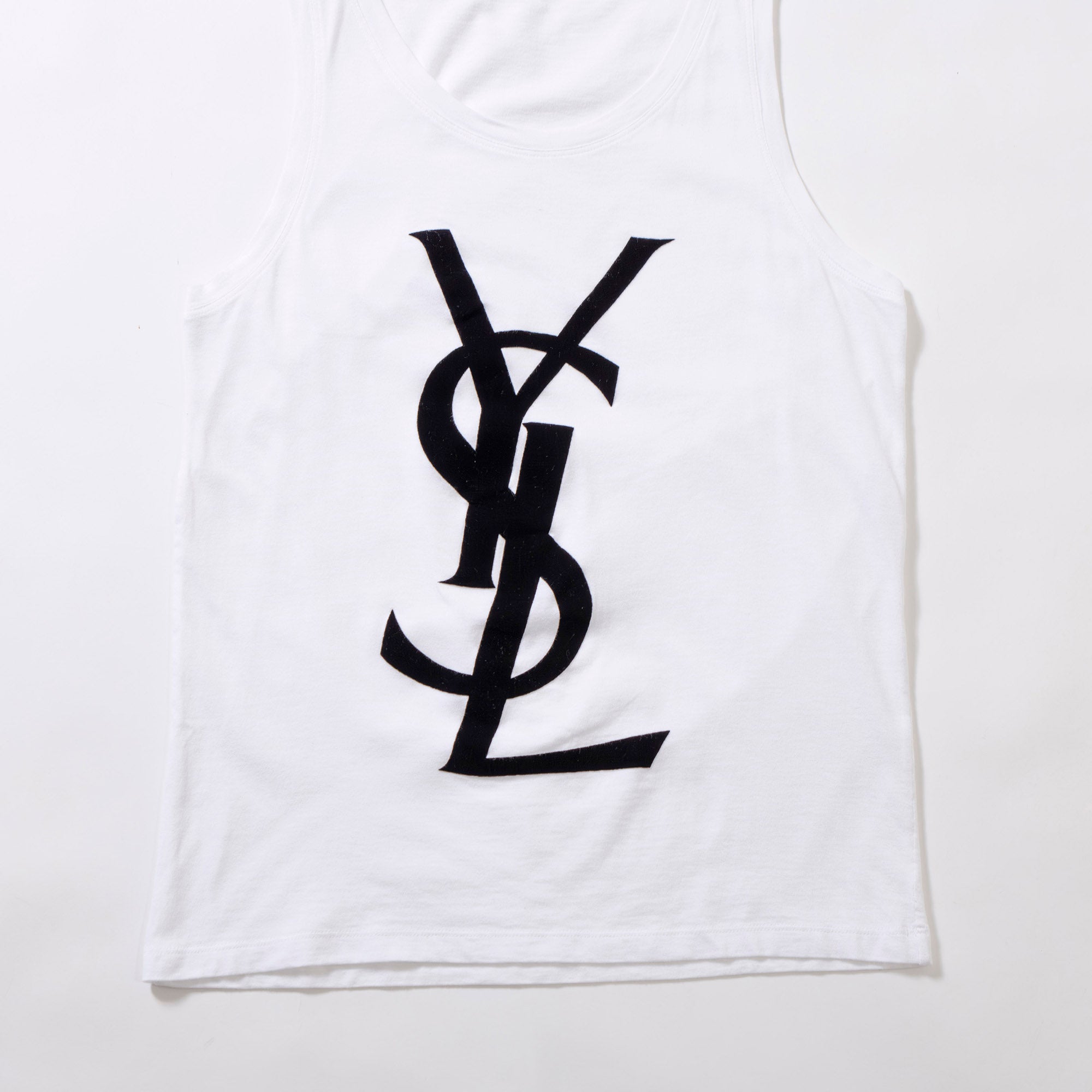 イブサンローラン Yves Saint Laurent ビックロゴタンクトップ ノースリーブ イタリア製 Tシャツ キャミソール レディースファッション