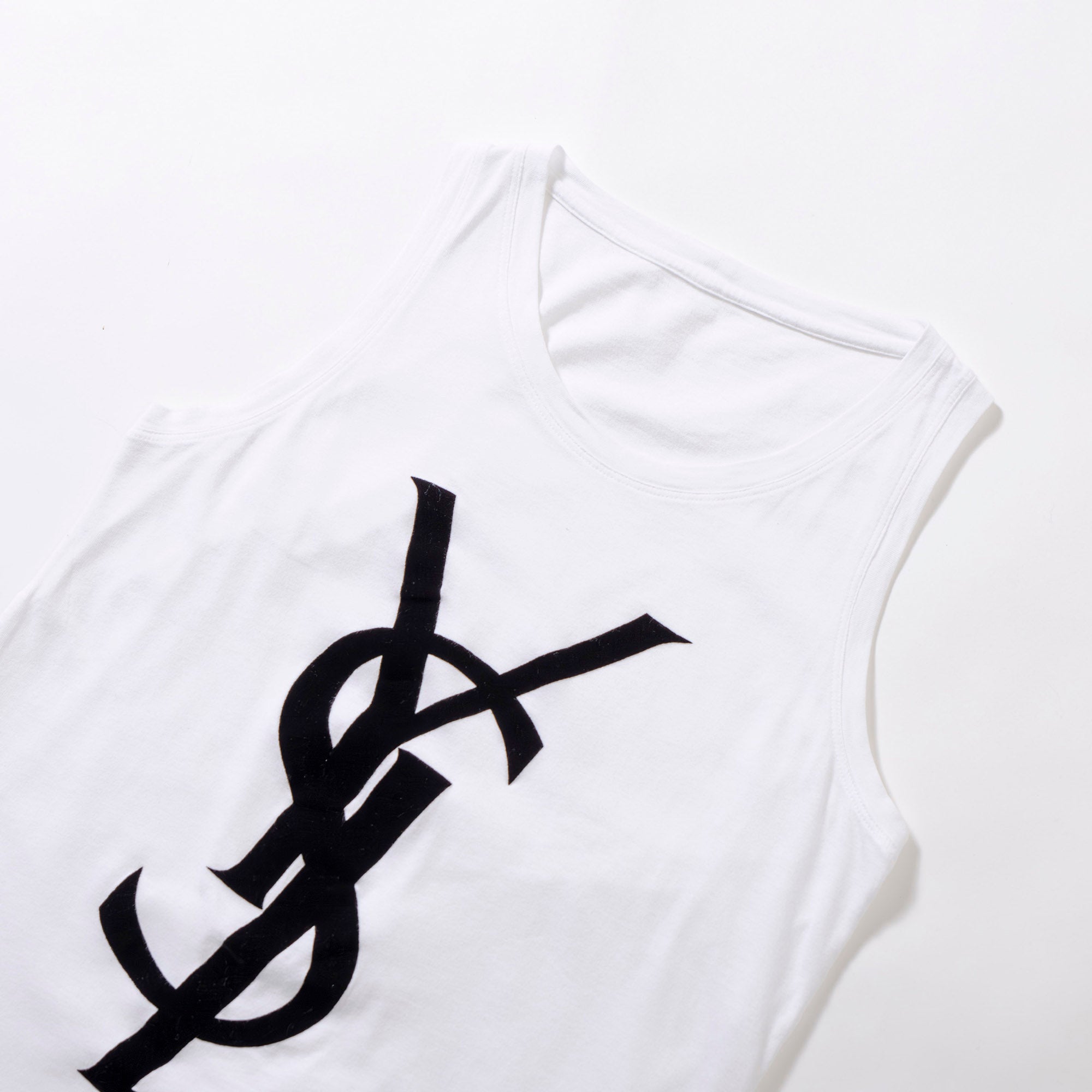 イブサンローラン Yves Saint Laurent ビックロゴタンクトップ ノースリーブ イタリア製 Tシャツ キャミソール レディースファッション