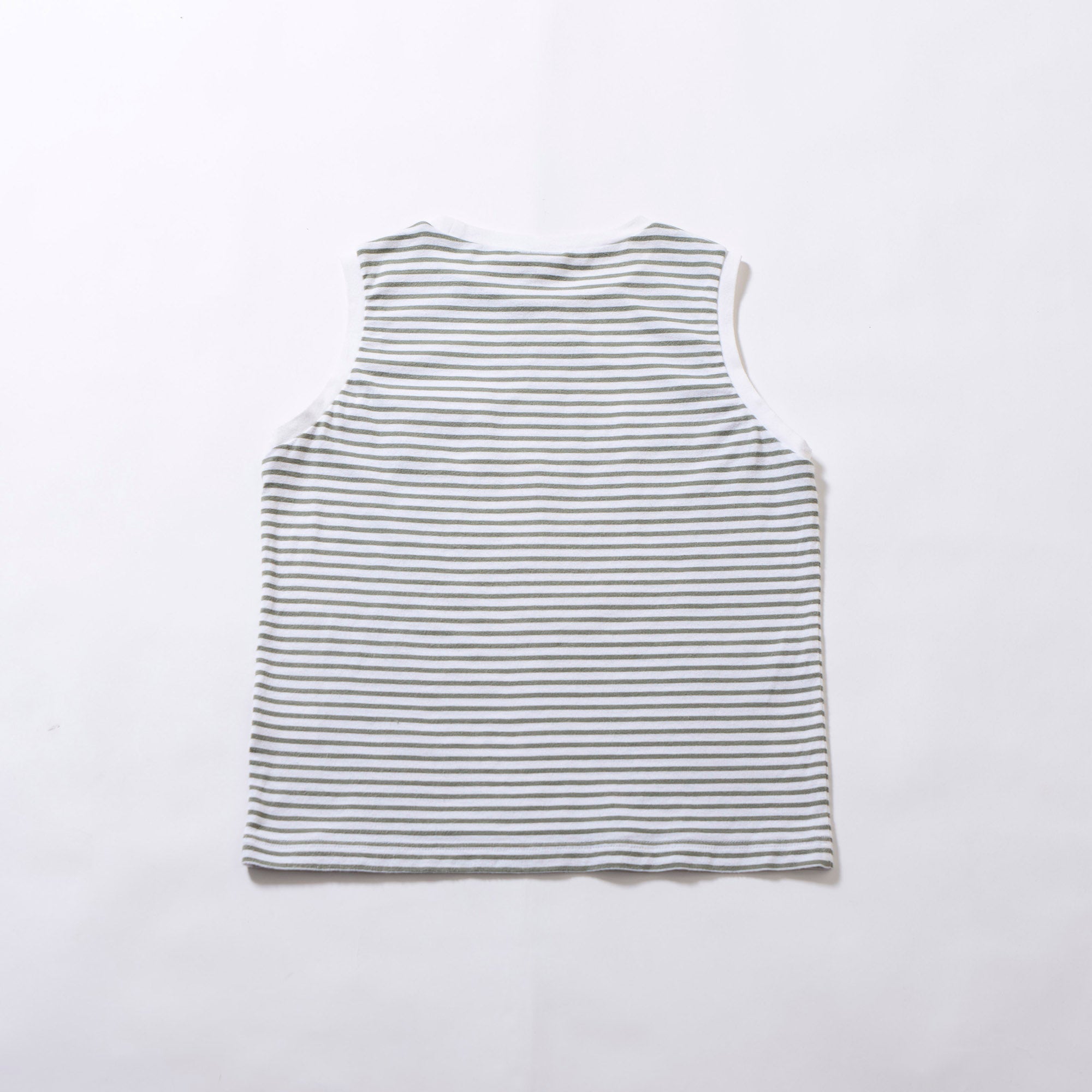 ラコステ LACOSTEノースリーブタンクトップ ボーダー カーキグリーン Tシャツ キャミソール レディースファッション トップス