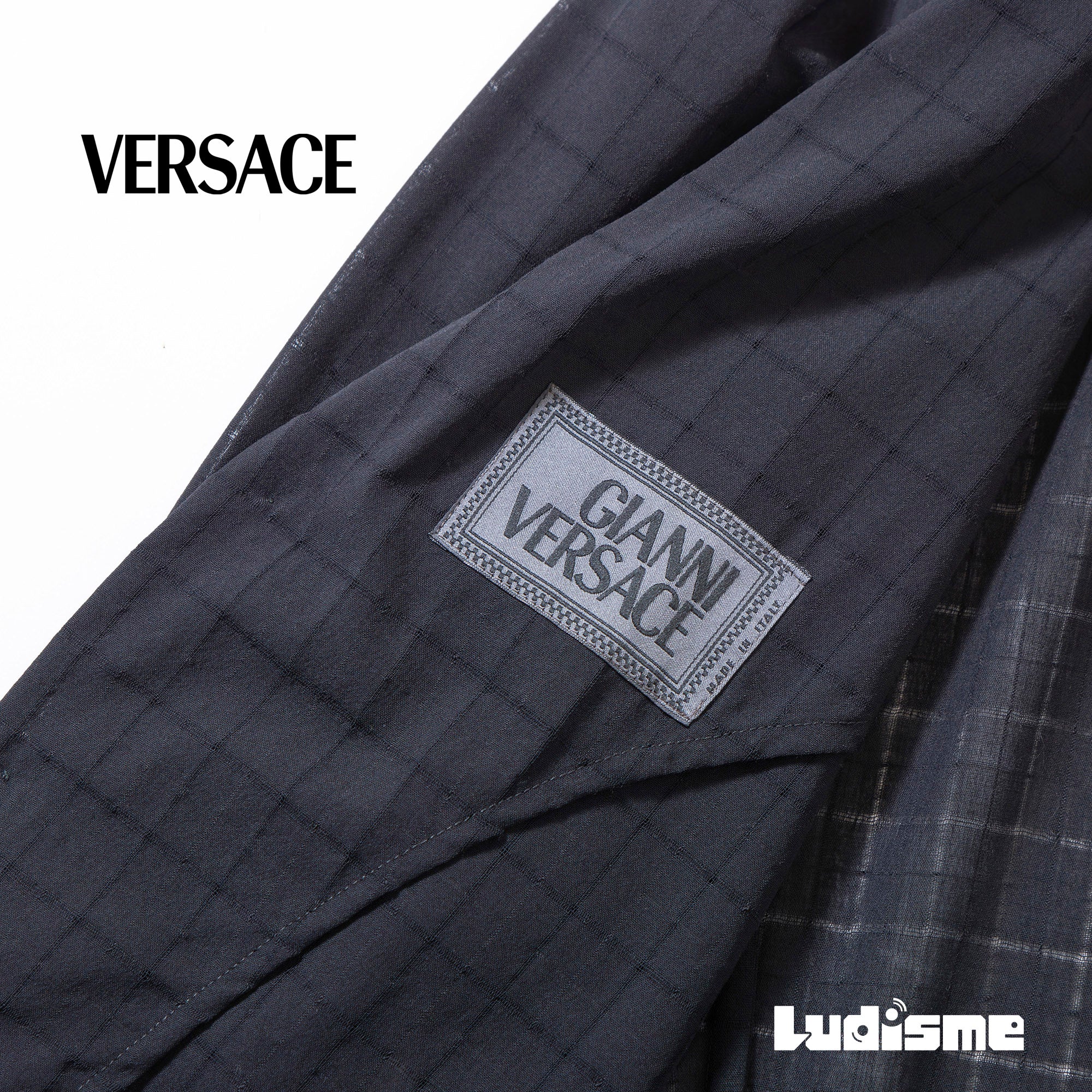 ヴェルサーチ GIANNI VERSACE サマーウールジャケット 4B ブラック チェック テーラードジャケット カジュアルジャケット イタリア メンズ