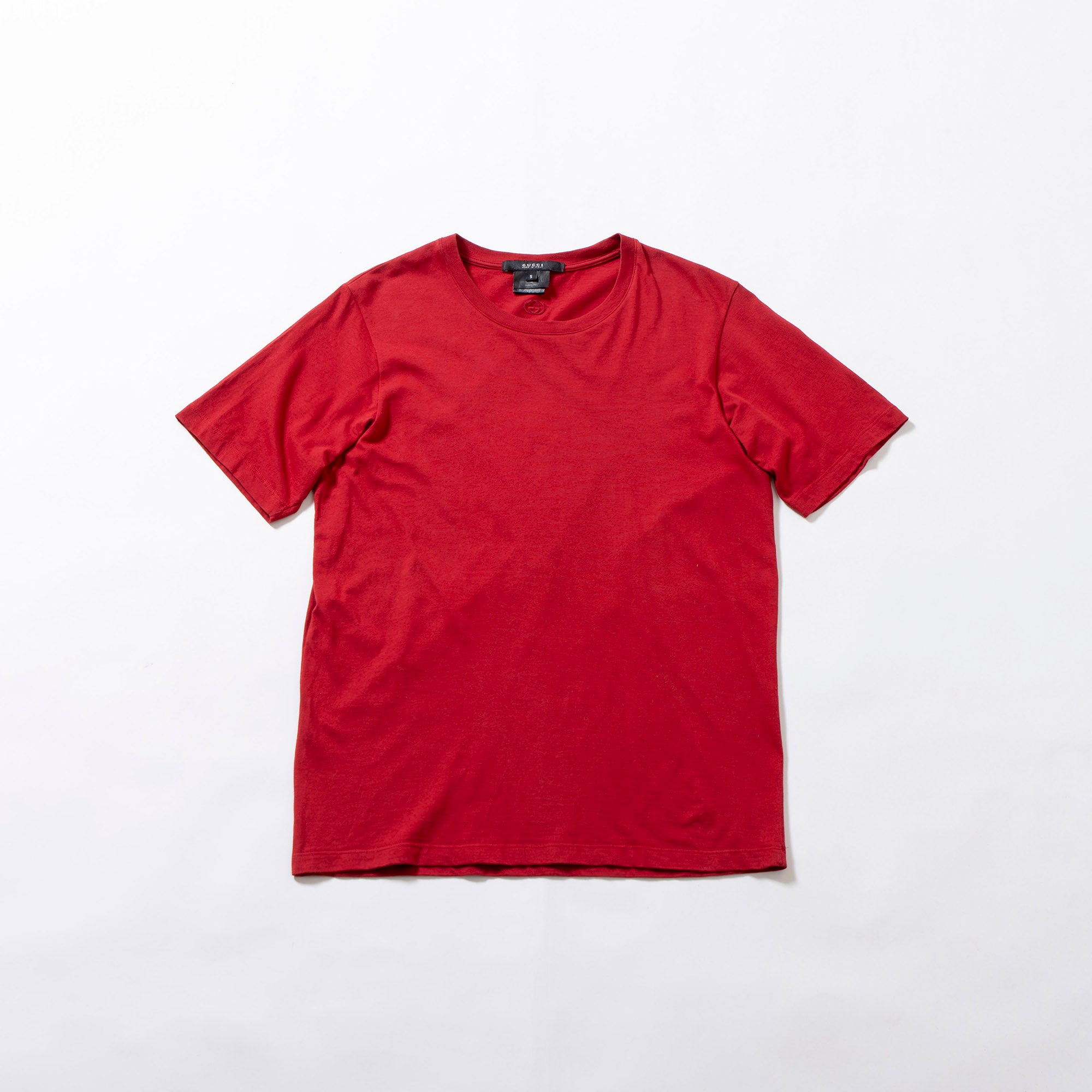 グッチ GUCCI クルーネックTシャツ レッド 刺繍ロゴ コットン カットソー メンズファッション メンズトップス レディース ユニセックス